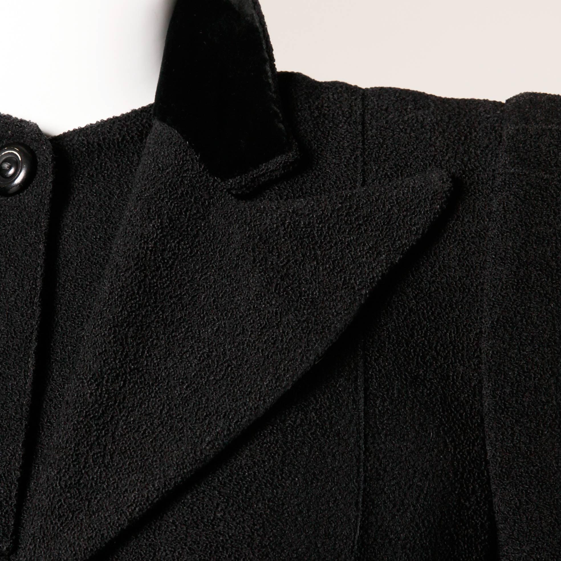 Elegant Vintage 1940s 40s Black Wool Princess Coat with Bold Shoulders 2