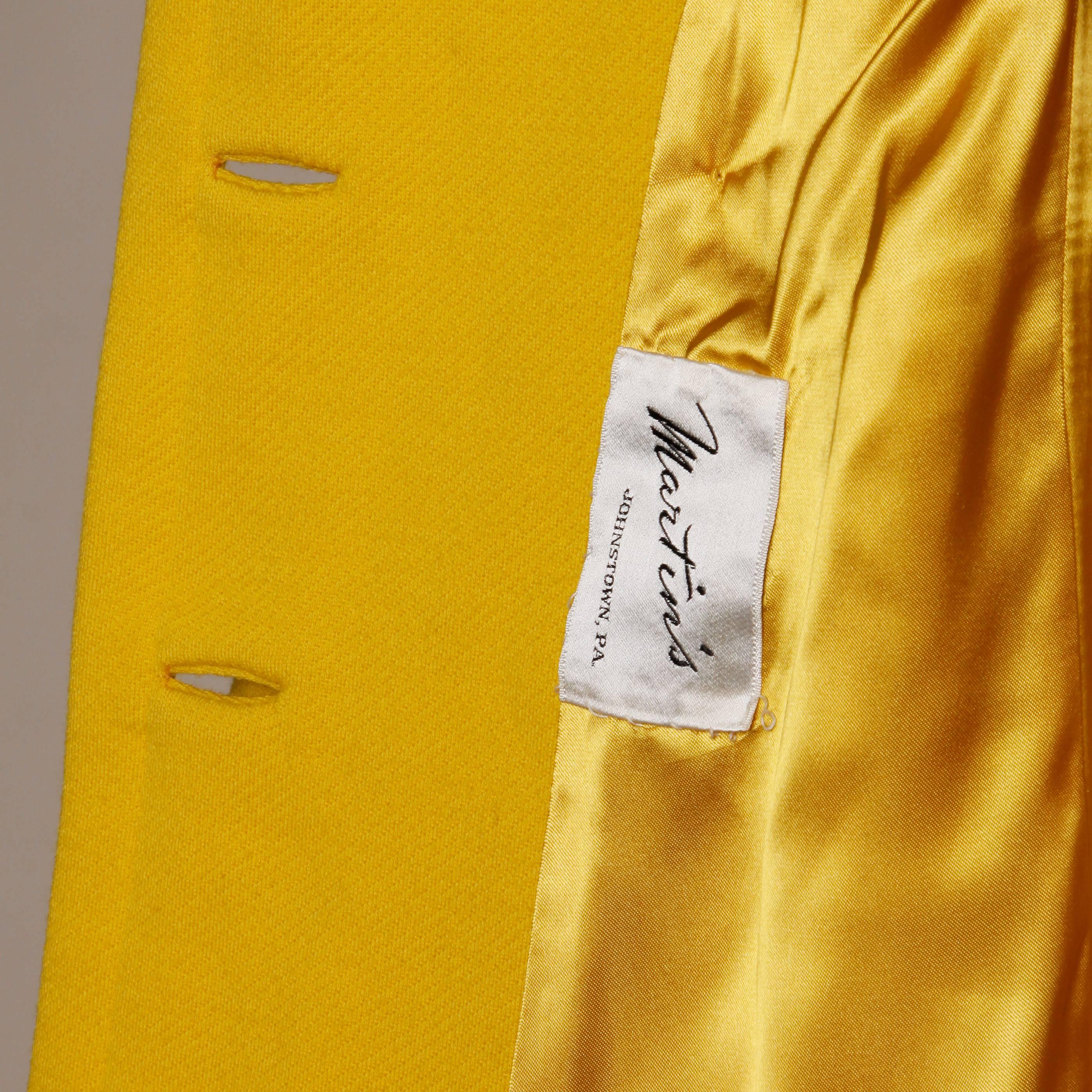 Orange 1960s Mod 2-Piece Vintage Yellow Wool Shift Dress and Coat Ensemble