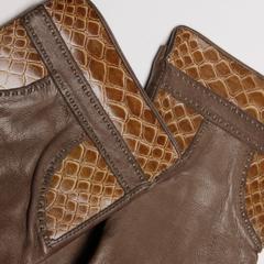 1970s Christian Dior Vintage Taupe Kidskin Leather Gloves with Silk Lining