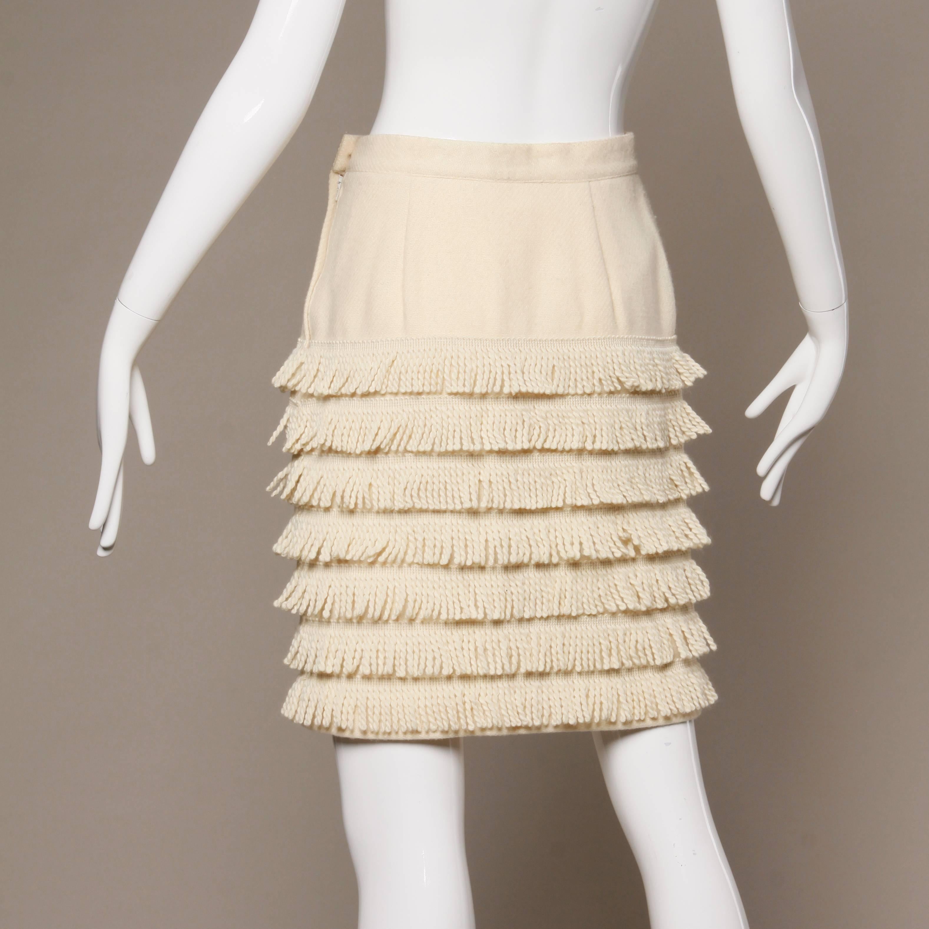 Women's Lolita Lempicka Vintage Wool Tiered Fringe Skirt