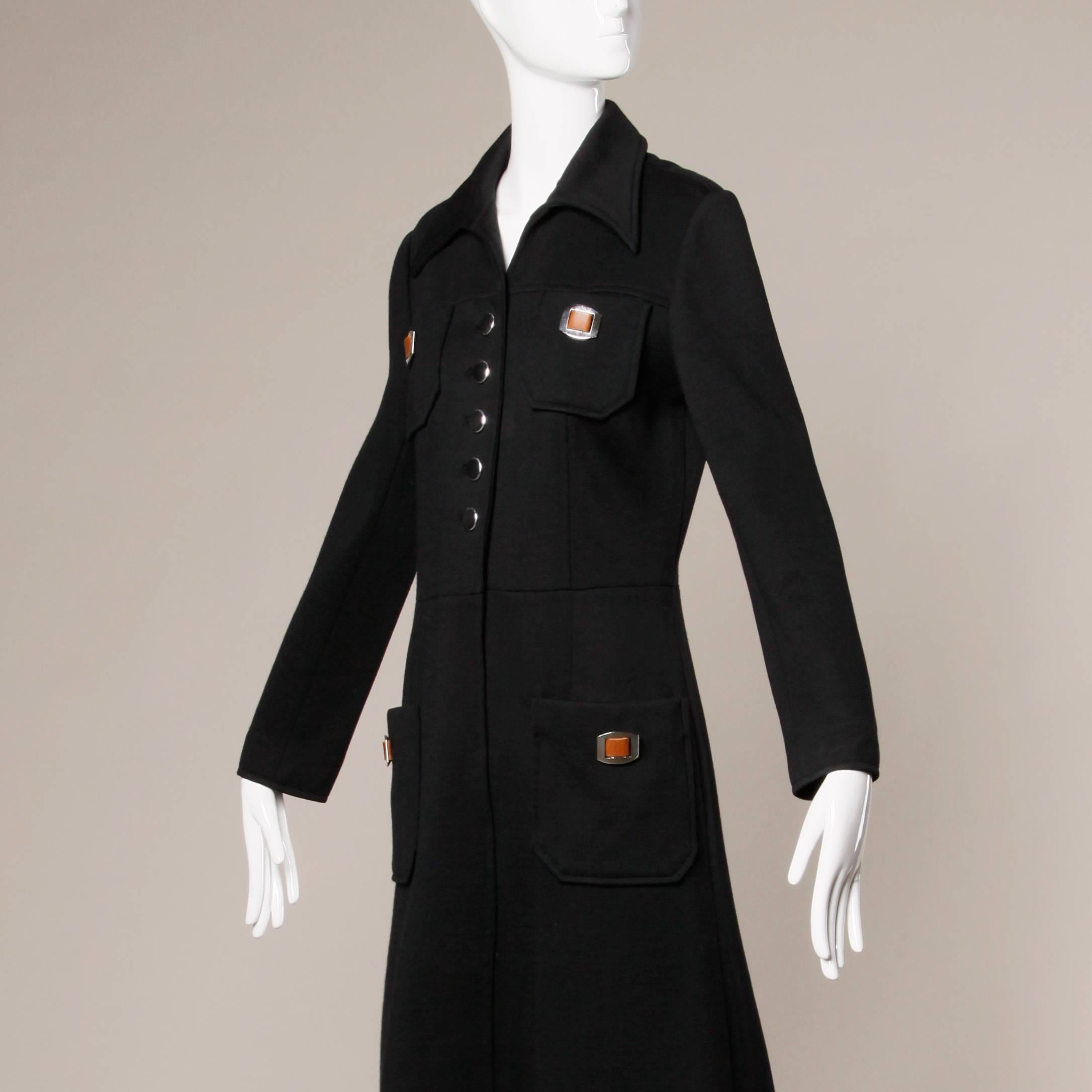 Women's 1960s Banff Ltd. by Gianni Ferri Italian Wool Coat Dress with Leather Buckles
