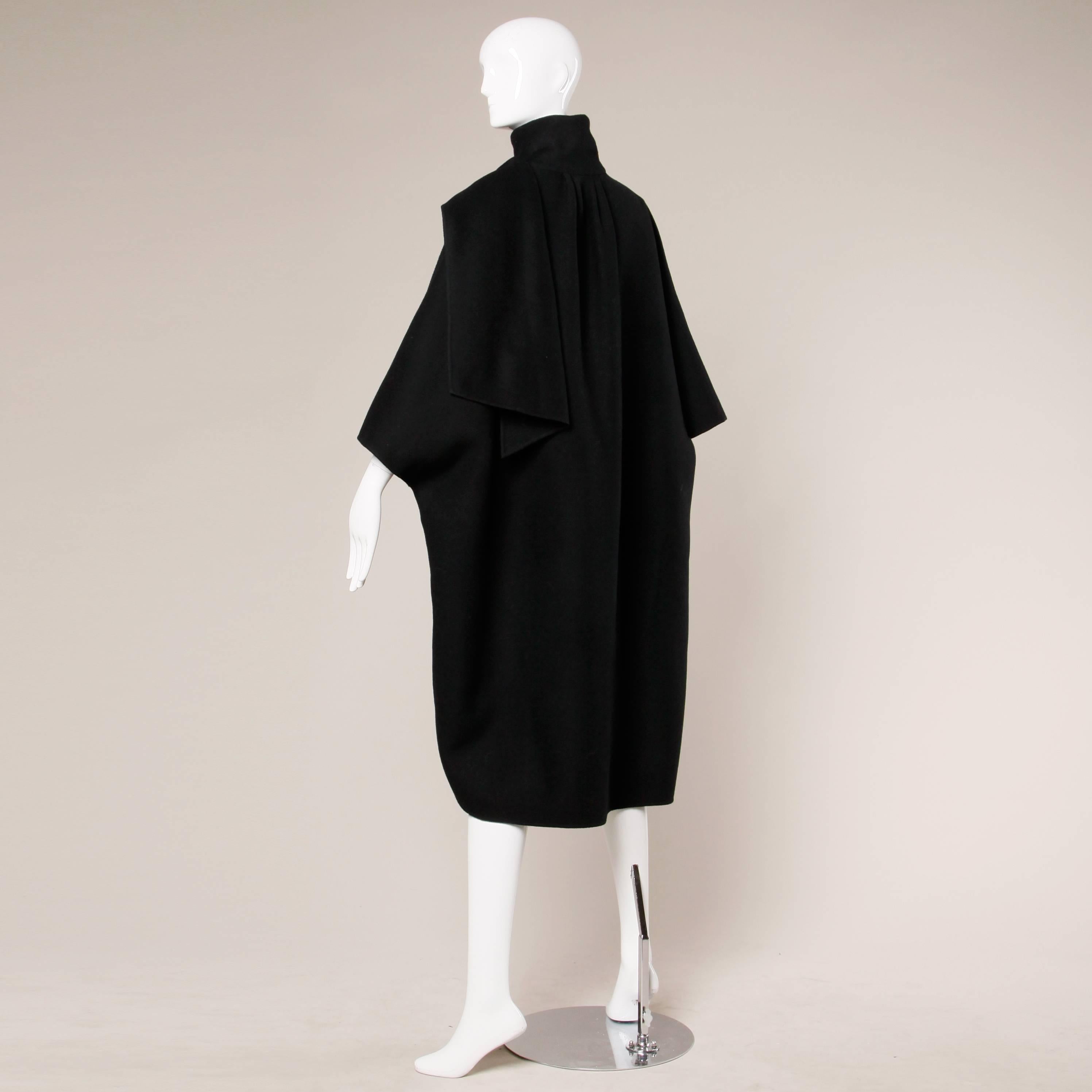 Salvatore Ferragamo Vintage Avant Garde Wool Cocoon Cape Coat with Scarf In Excellent Condition In Sparks, NV