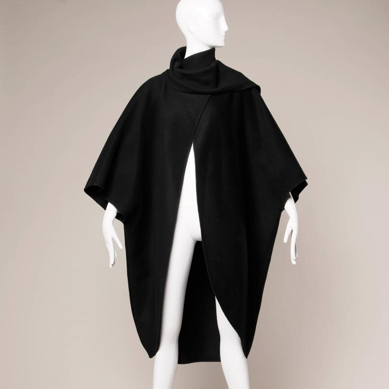 Salvatore Ferragamo Vintage Avant Garde Wool Cocoon Cape Coat with