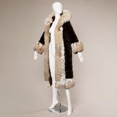 Spectacular Vintage Lynx + Mahogany Mink Fur Coat with Giant Pop Up Collar