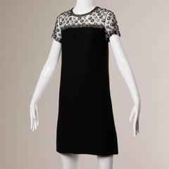1960s Vintage Black Crepe Cocktail Dress with a Sequin + Beaded Design