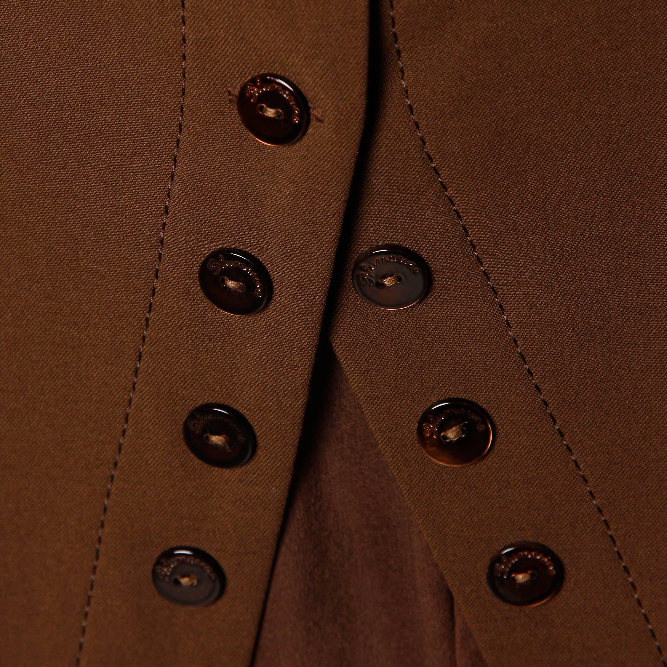 Blumarine Brown Wool + Silk Button Up Skirt In Excellent Condition In Sparks, NV