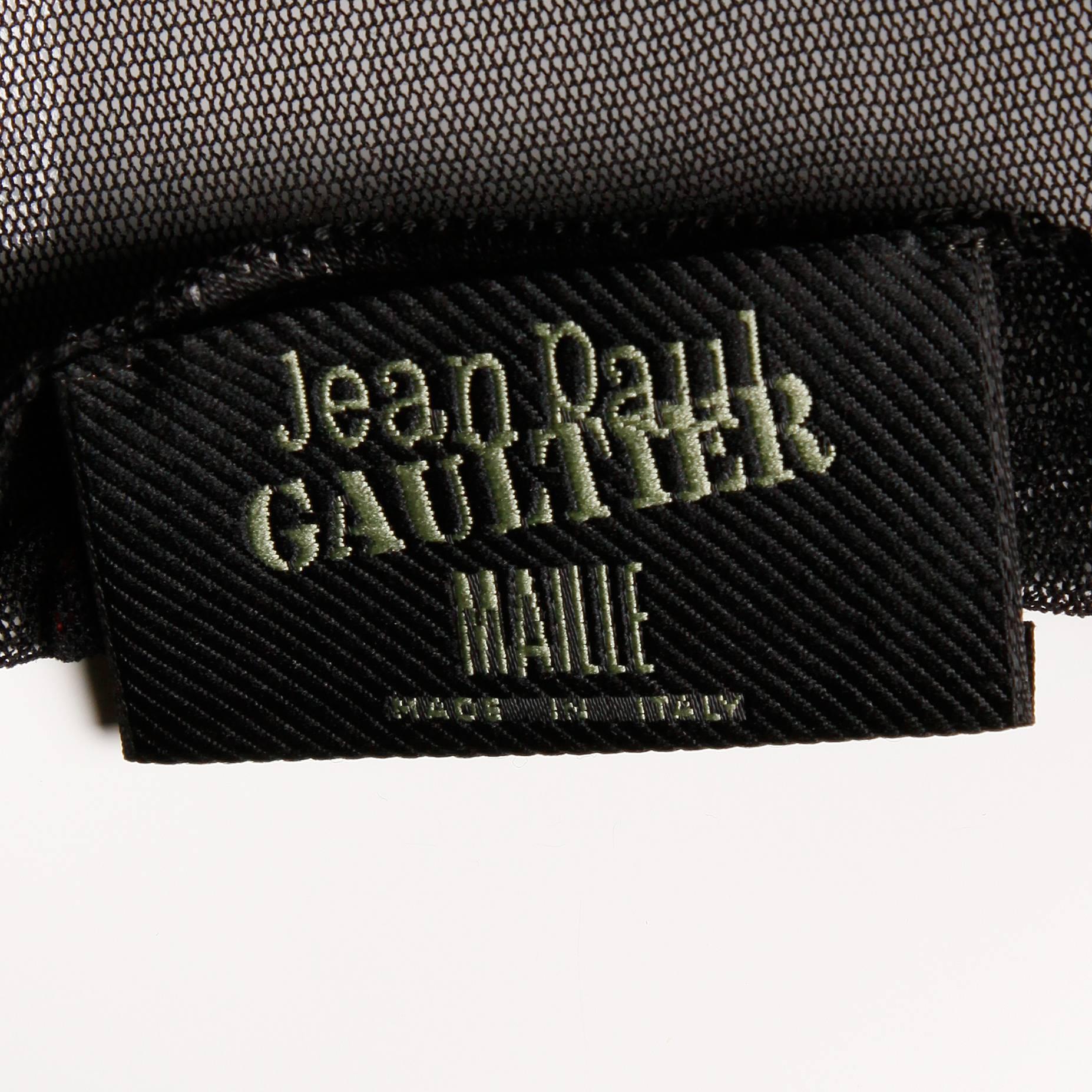 Gray Jean Paul Gaultier Mesh Abstract Print Long Sleeve Sheer Top or Shirt