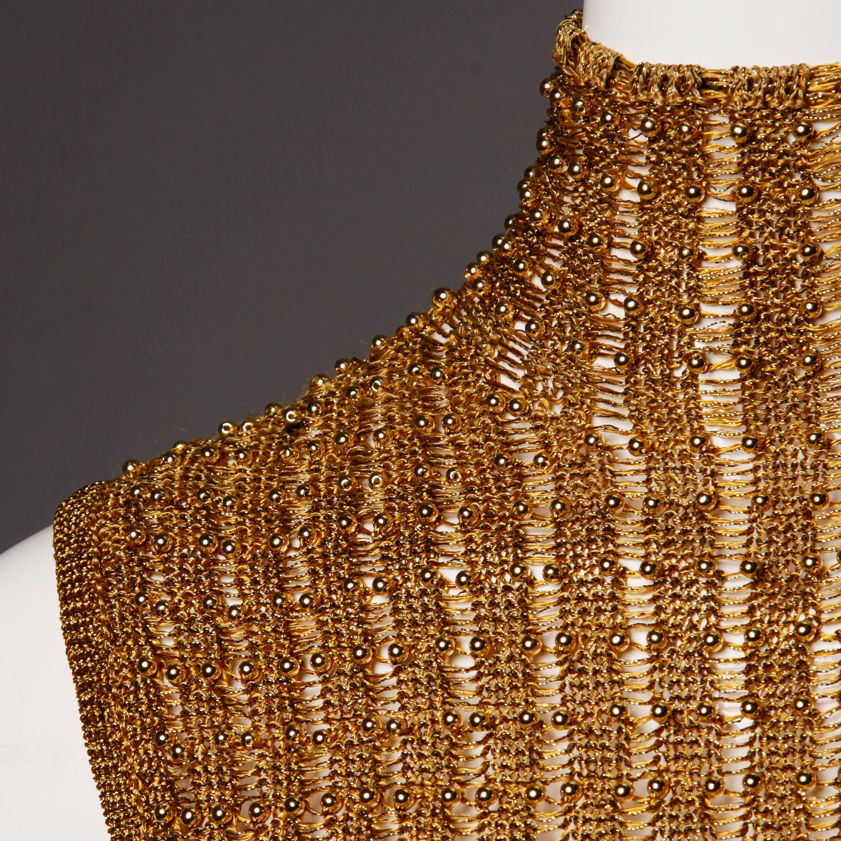 Krizia Maglia 1990s Metallic Gold Beaded Knit Turtle Neck Sweater Top 4