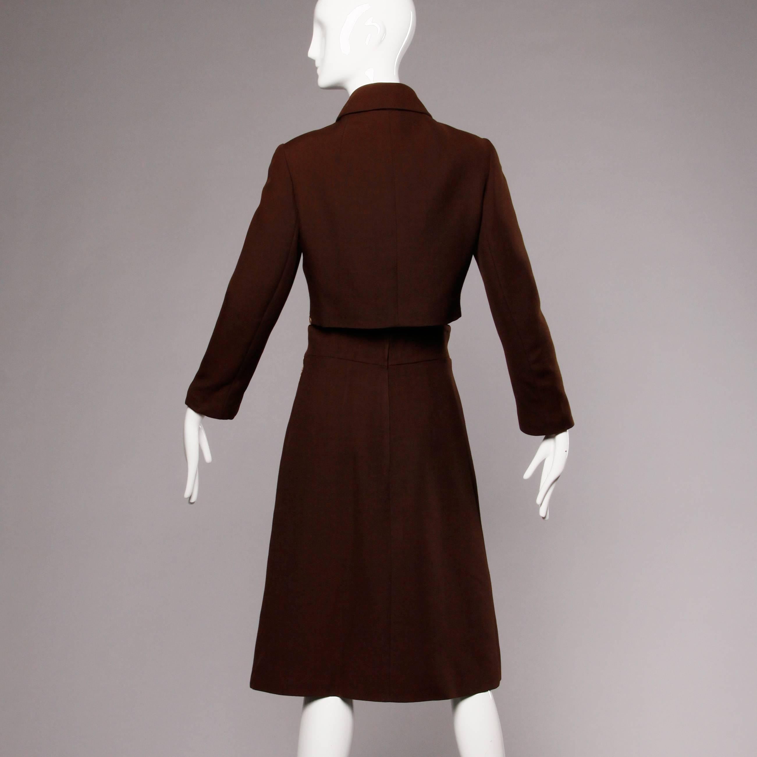 1960s Vintage English-Made Wool Jacket + Skirt Ensemble with Embroidery 2