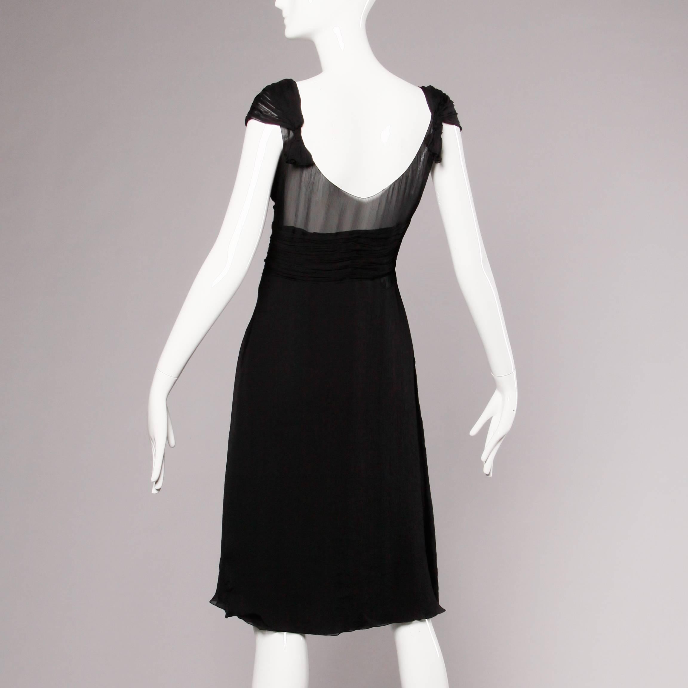 Women's Prada Black Silk Chiffon Cocktail Dress with Bow