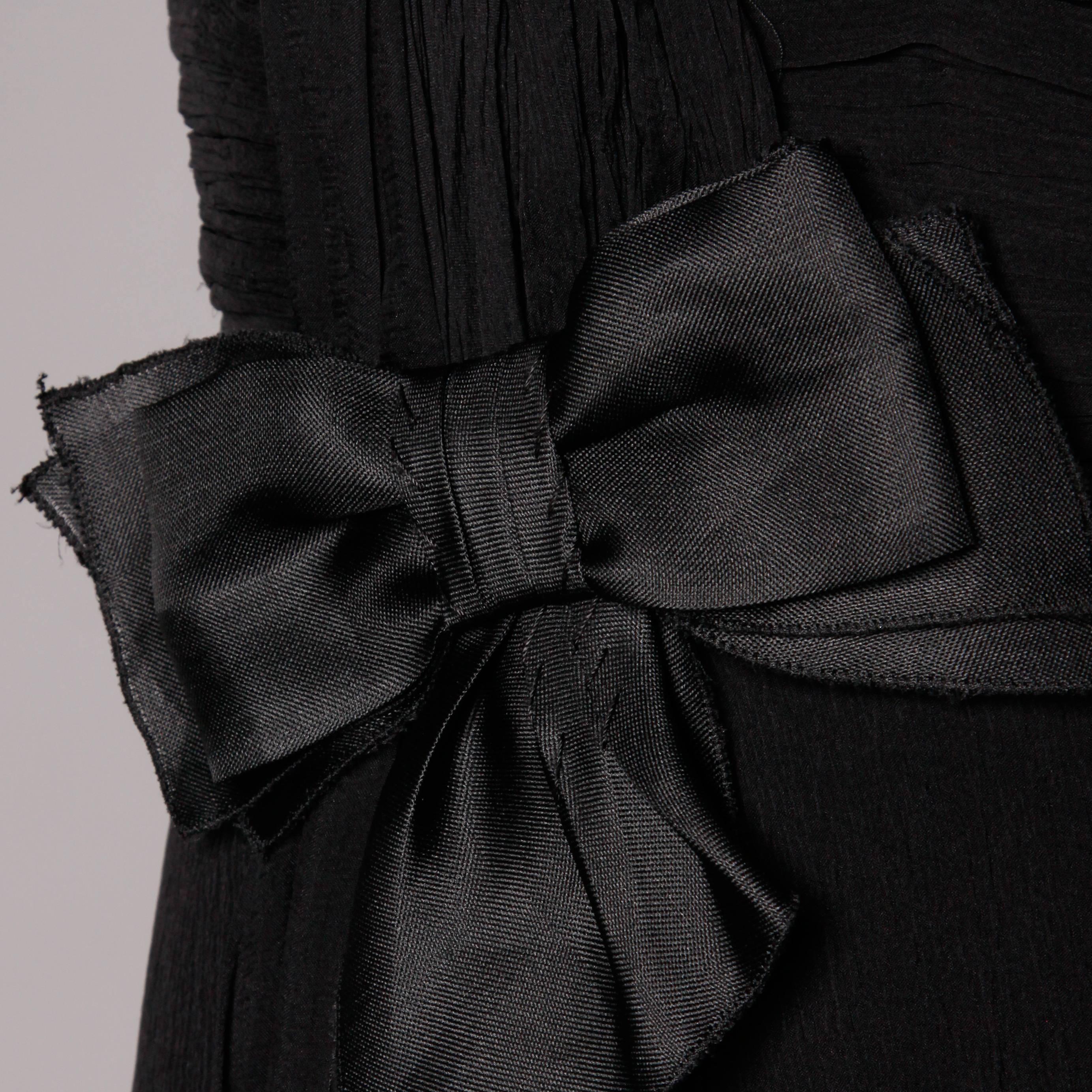 Prada Black Silk Chiffon Cocktail Dress with Bow 2