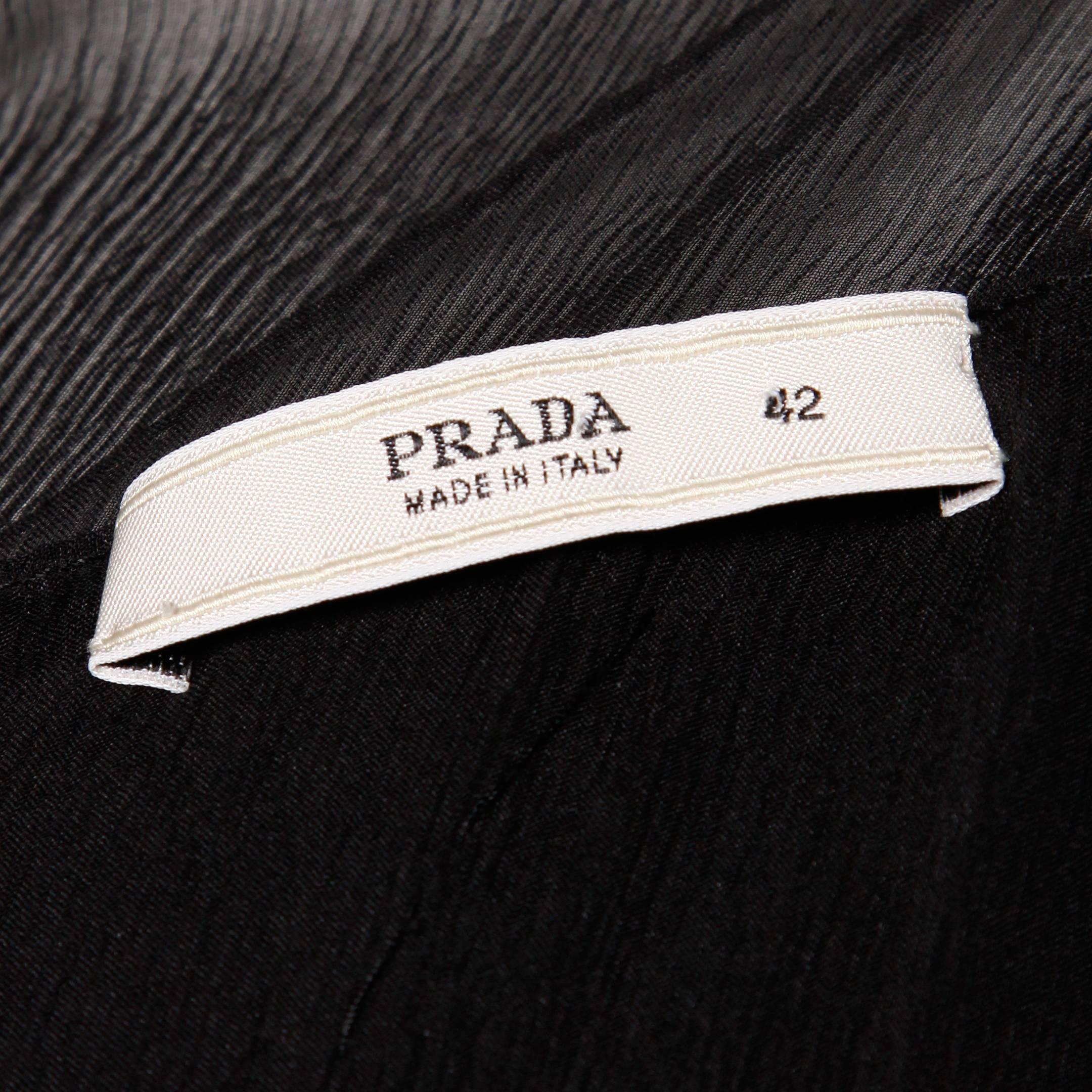 Prada Black Silk Chiffon Cocktail Dress with Bow In Excellent Condition In Sparks, NV