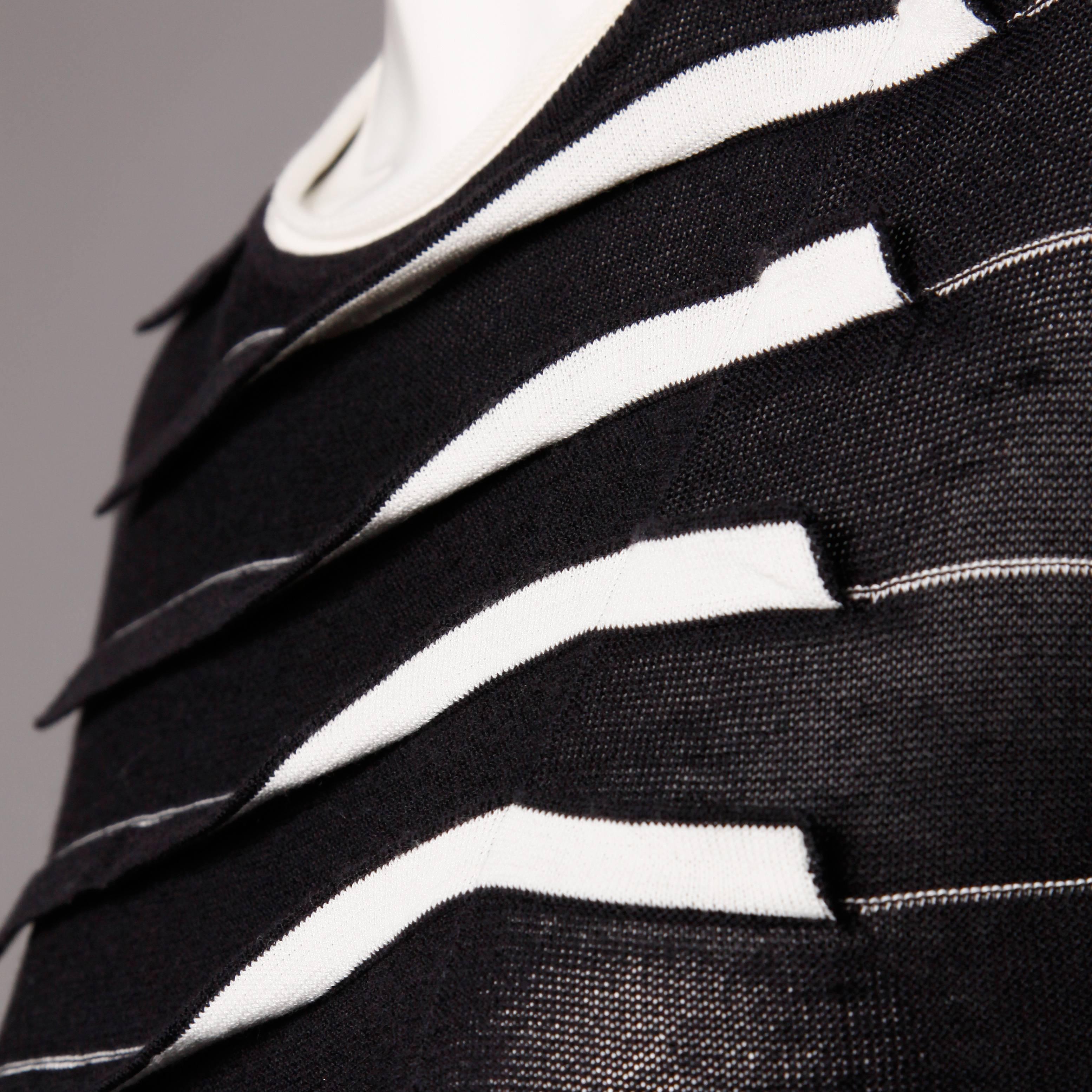 Armani Graphic Striped Knit Dress with Origami Chevron Pleats 1