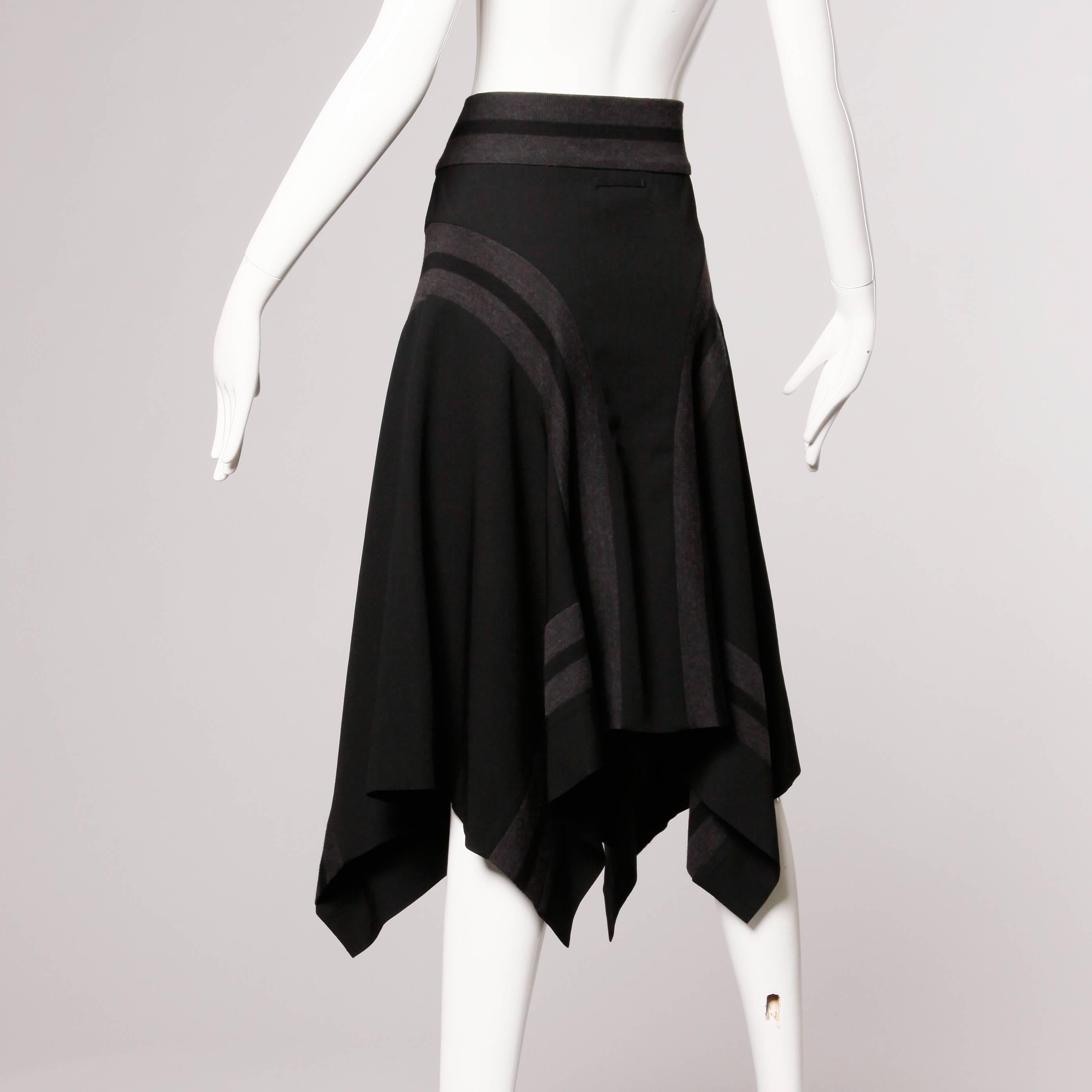 Jean Paul Gaultier Avant Garde Black + Gray Wool Skirt In Excellent Condition In Sparks, NV