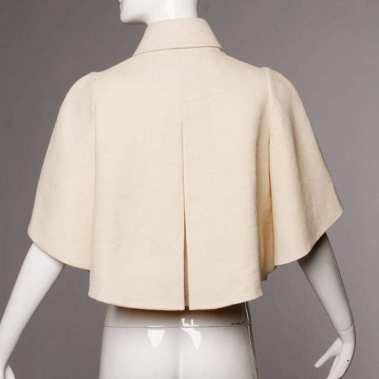 Delpozo Unworn with Tags Cream Paper Silk Architectural Cape Jacket at