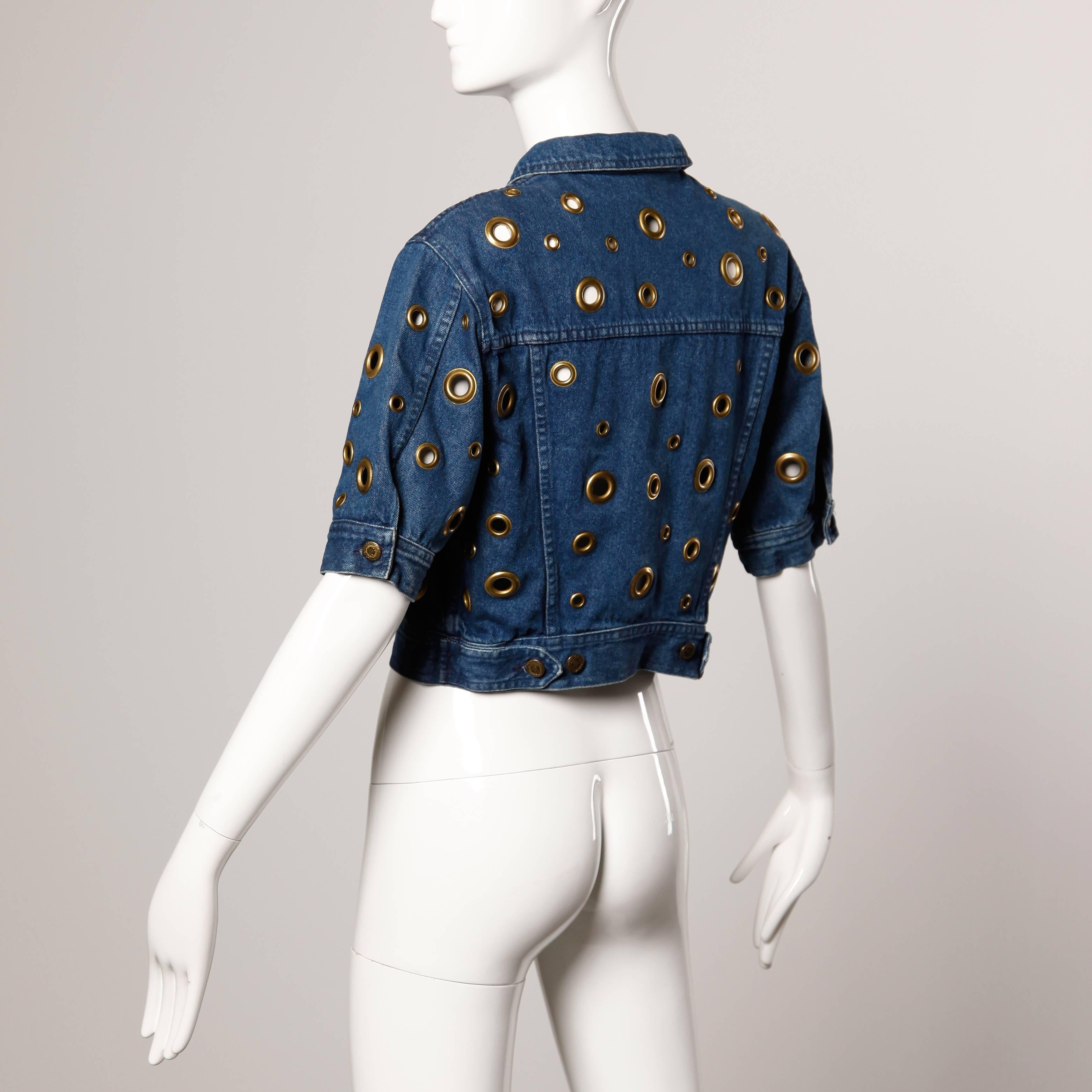 Moschino Vintage 1990s Cut Out Rivet Denim Jeans Jacket 1