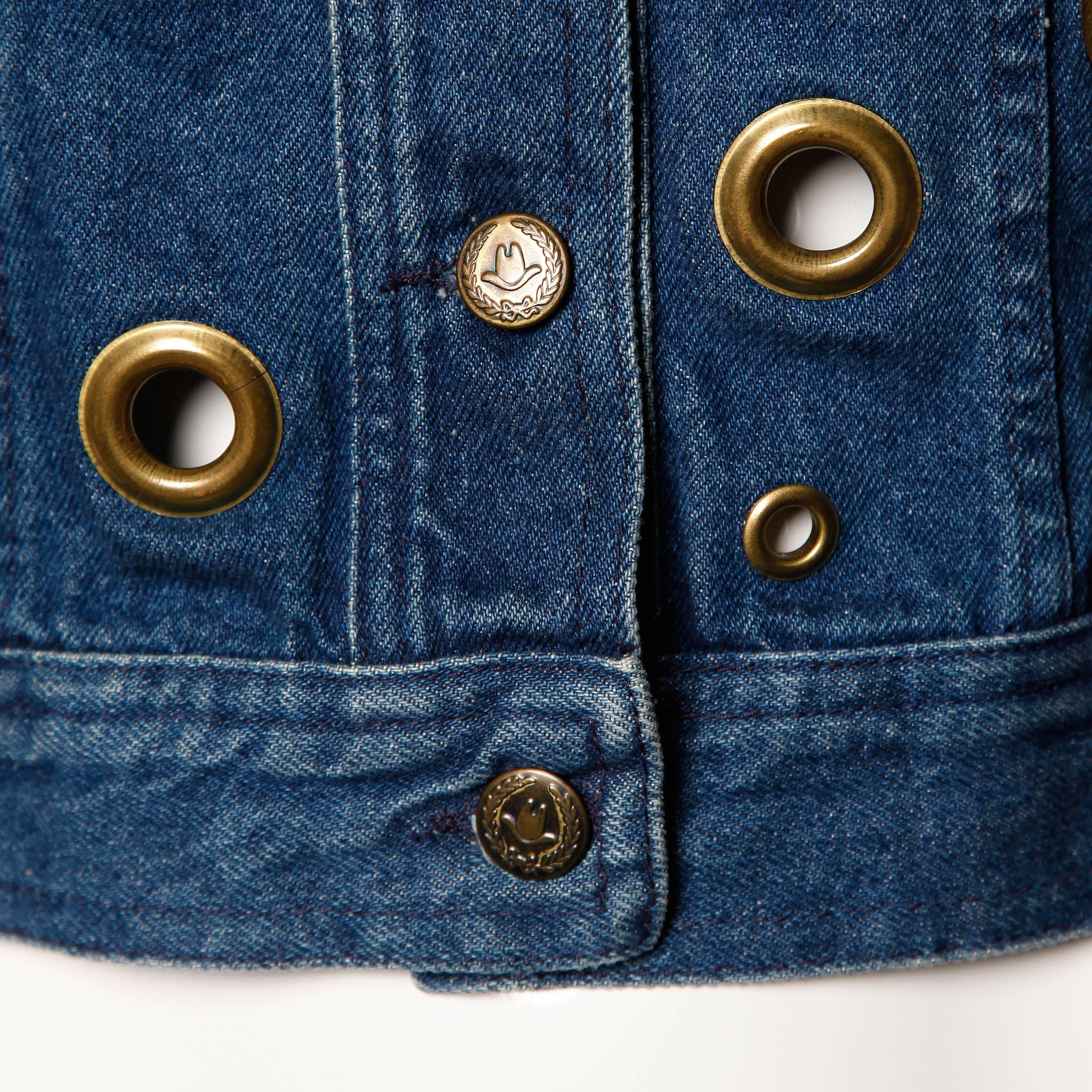 Purple Moschino Vintage 1990s Cut Out Rivet Denim Jeans Jacket