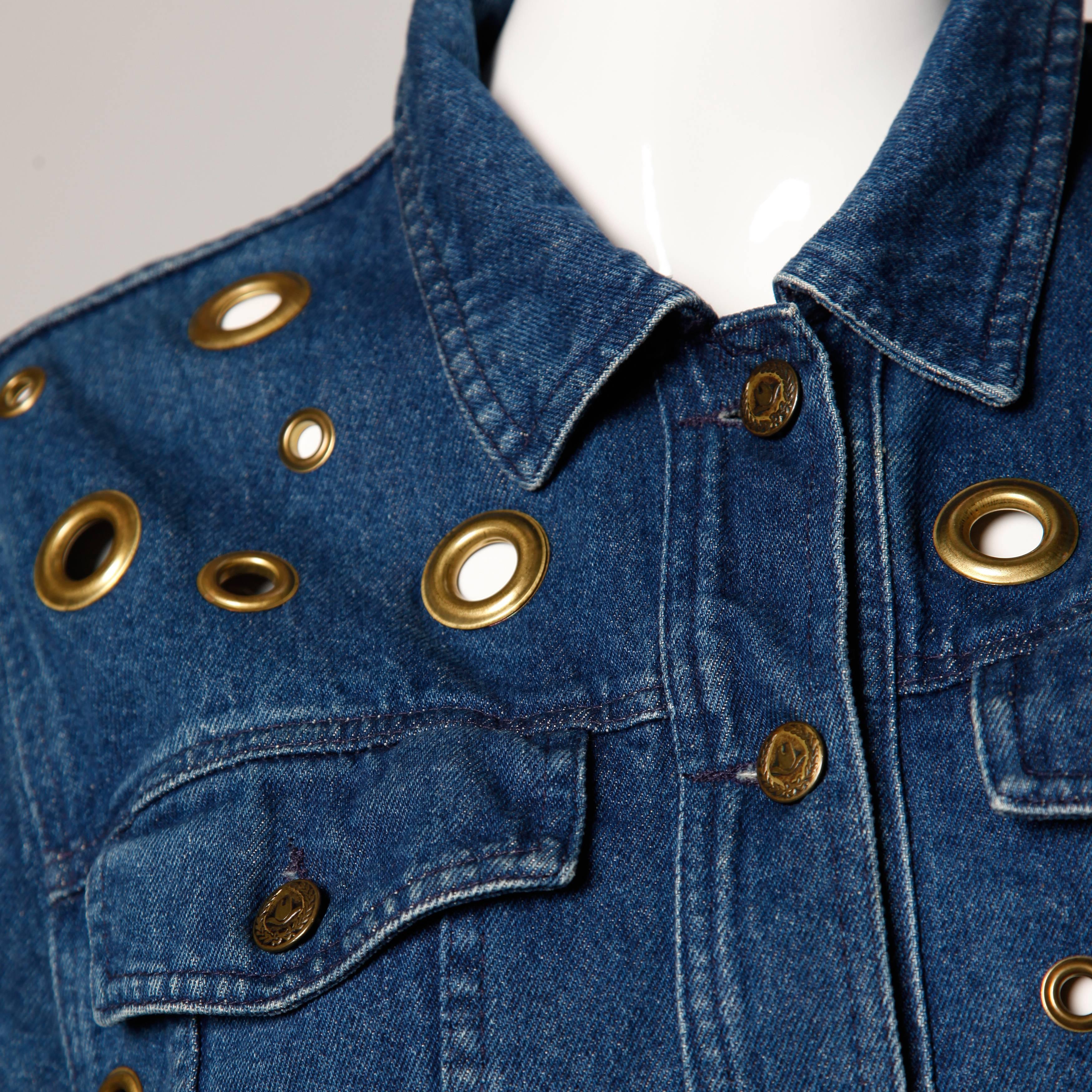 Women's Moschino Vintage 1990s Cut Out Rivet Denim Jeans Jacket
