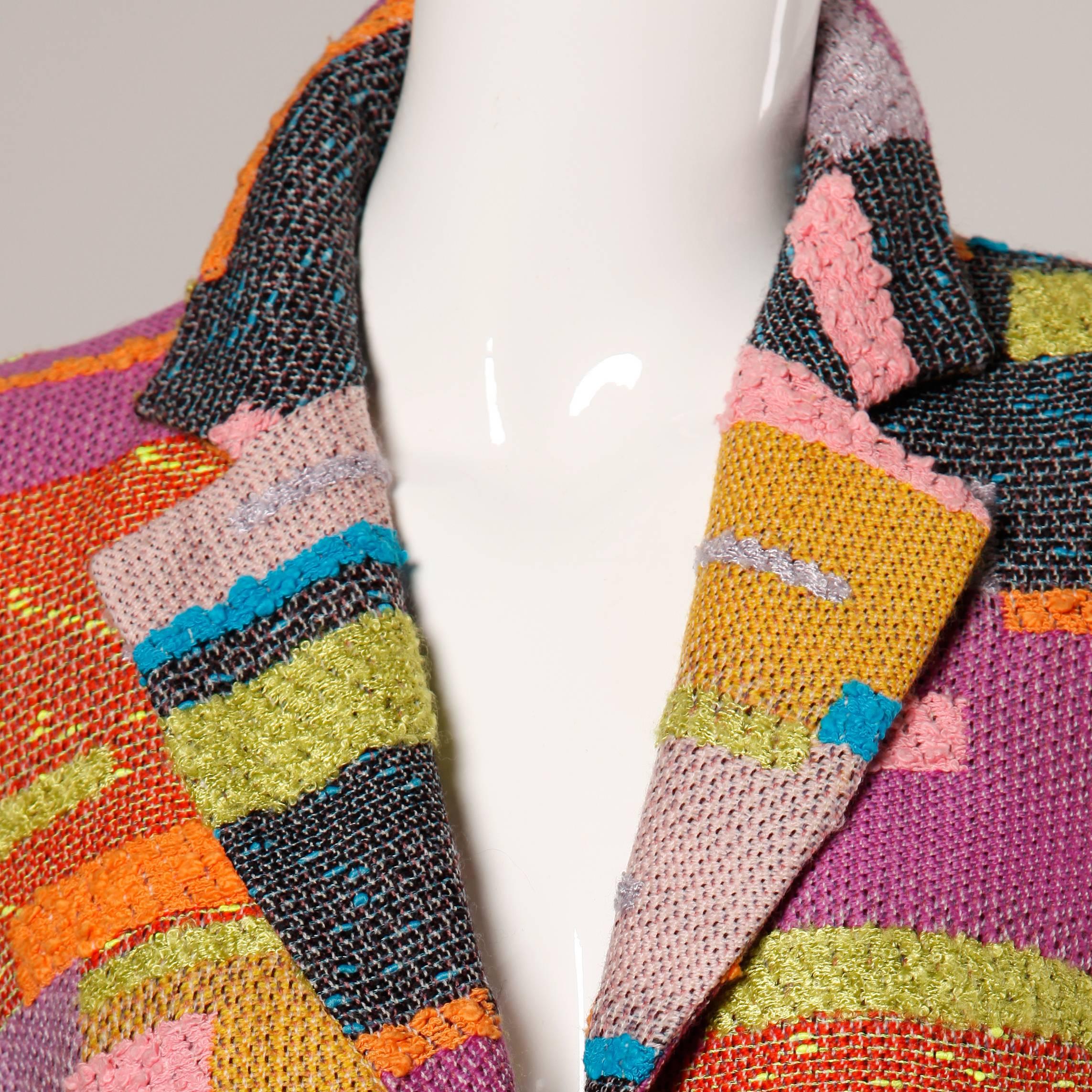 Christian Lacroix Vintage Woven Color Block Coat 2
