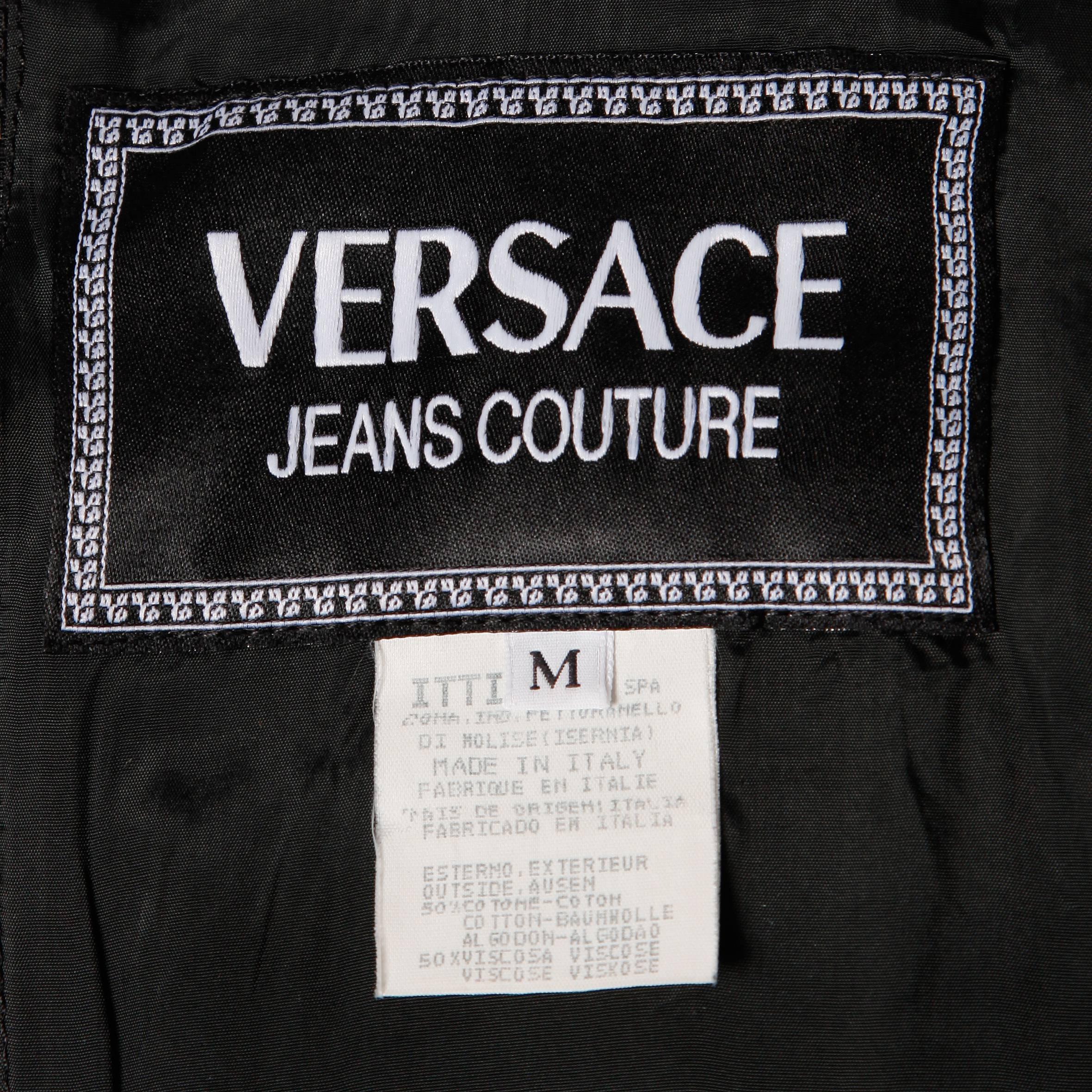 Gray Gianni Versace Vintage 1990s 90s Black + White Houndstooth Sporty Vest Jacket