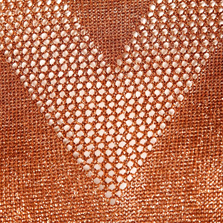 YOUNG DIMENSIONS SAKS Fifth Ave, vintage 1970s evening dress, Bronze slinky metallic knit maxi slip dress, Disco party cocktail dress