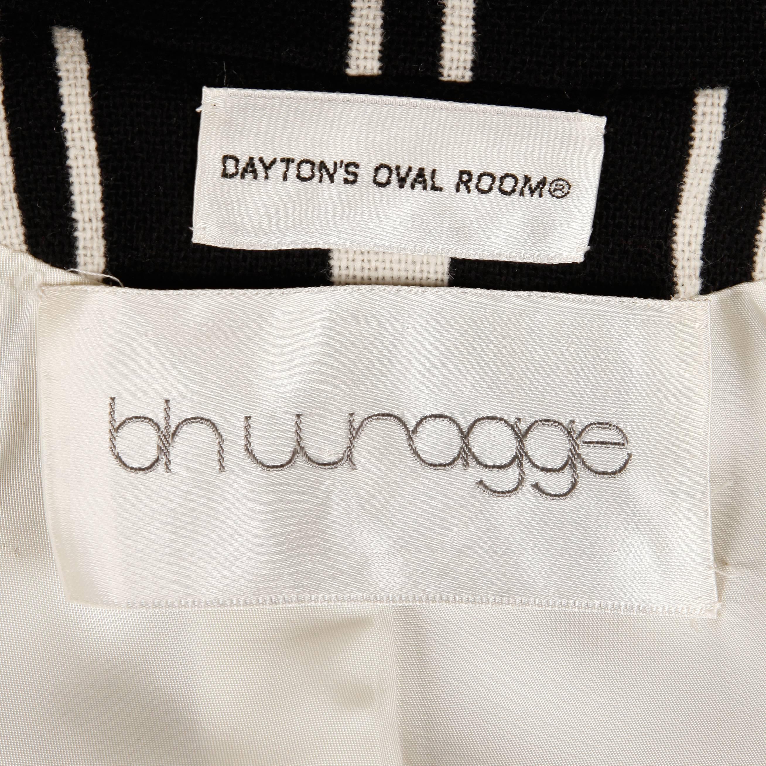 BH Wragge 1960s Vintage Black + White Op Art Geometric Mod Wool Coat In Excellent Condition In Sparks, NV