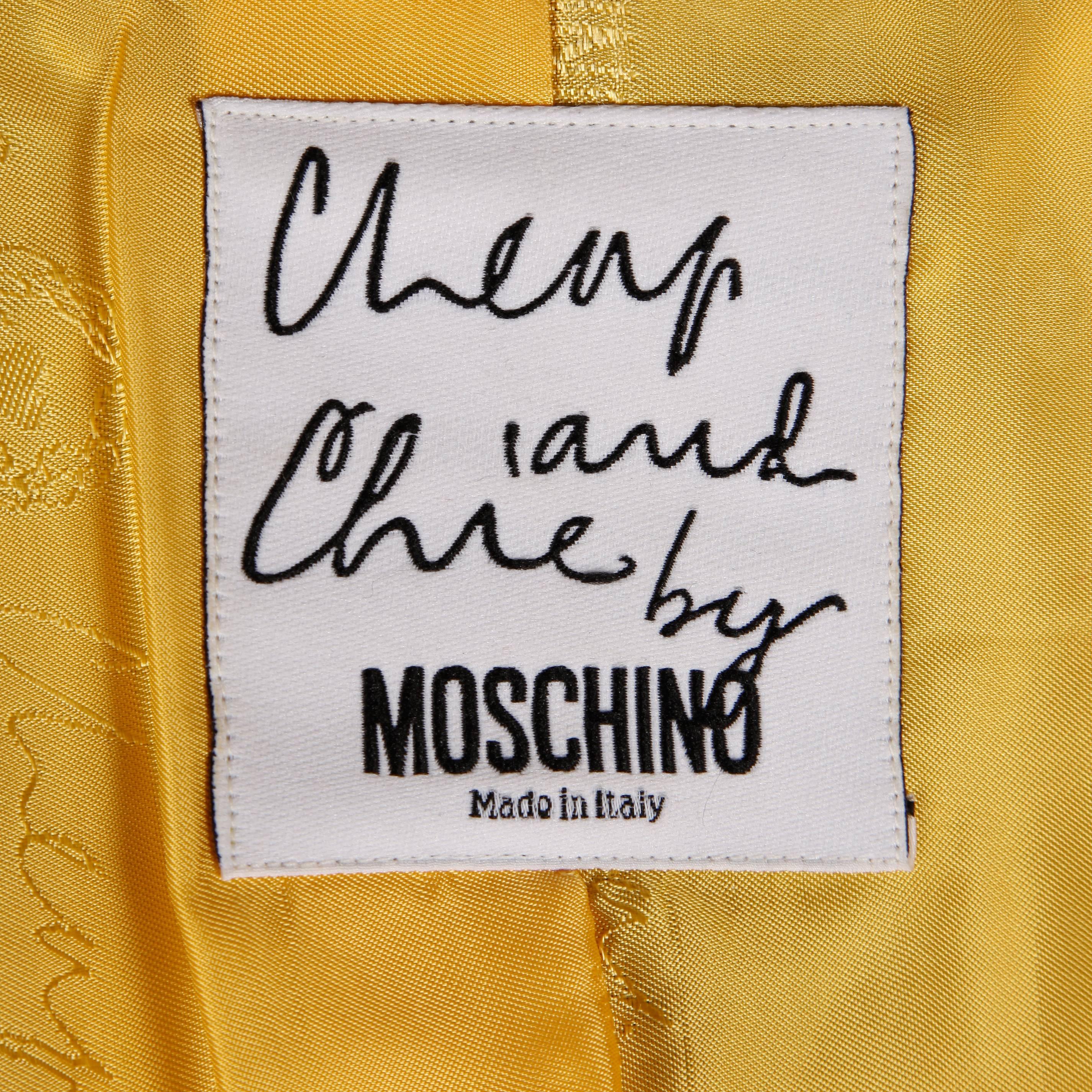 Beige Iconic Moschino Vintage 90s Pop Art Blazer Jacket with Lucky 13, Horseshoe + Cat For Sale