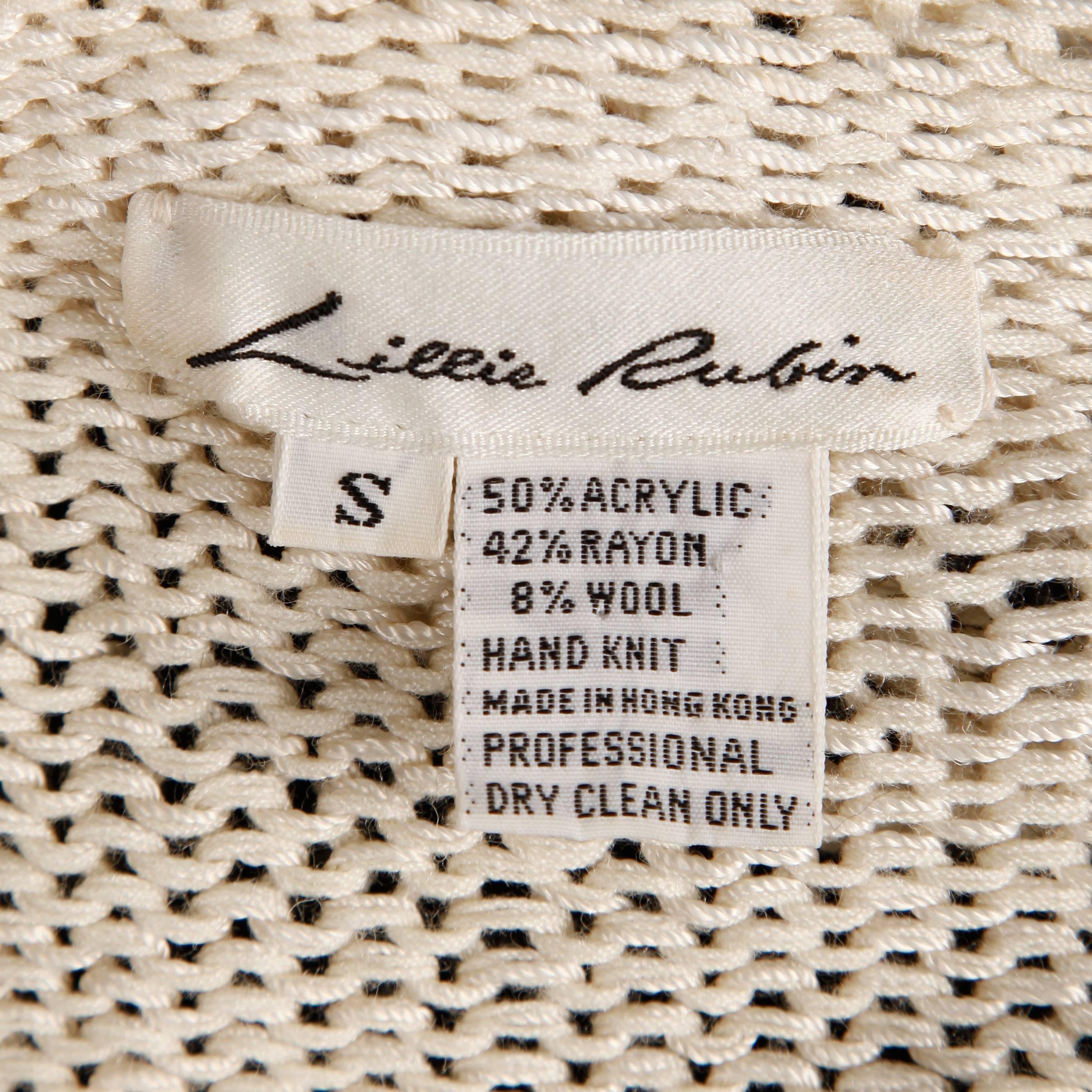 Black Lillie Rubin Vintage Hand-Knit Chevron Zig Zag Beaded Sweater Top