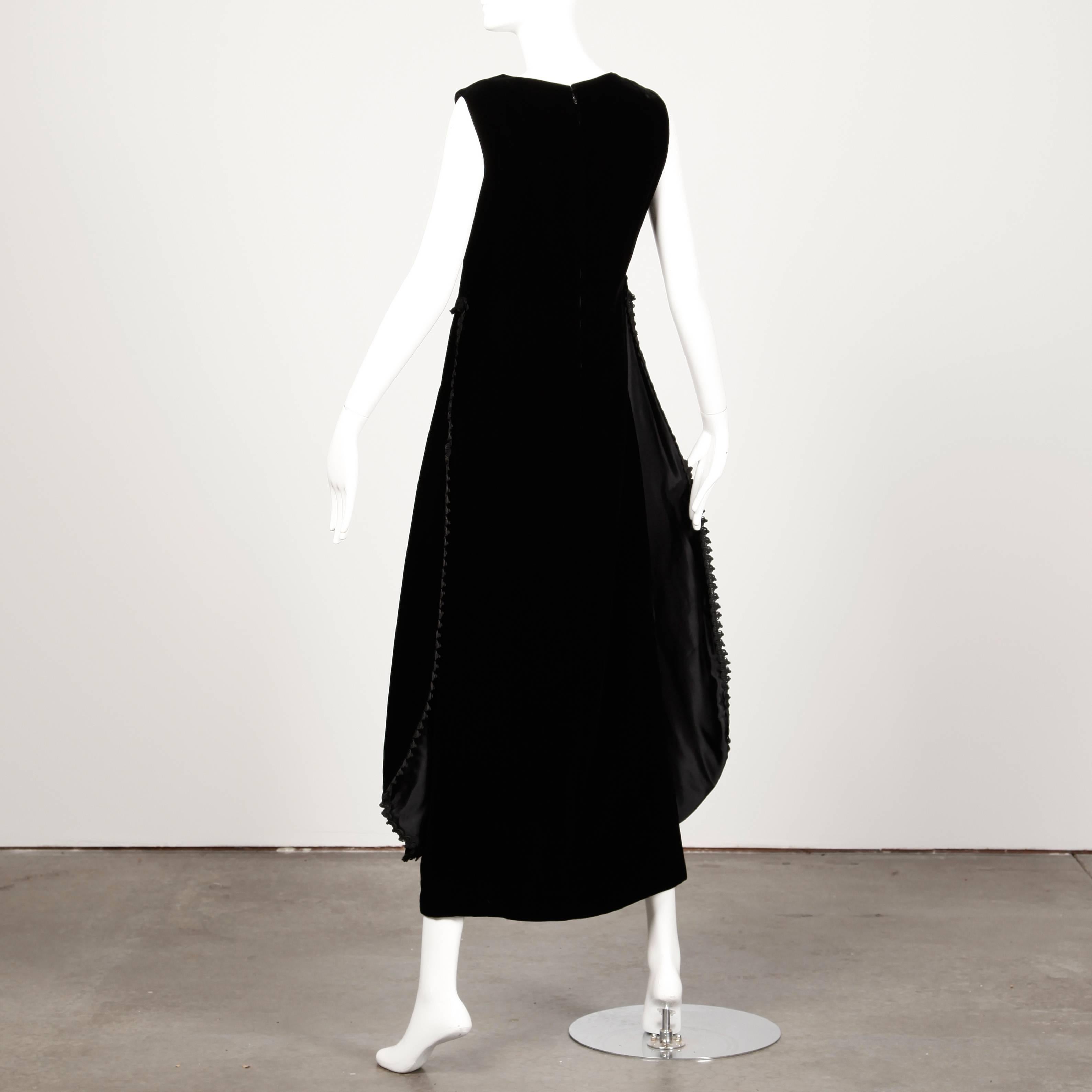 1971 Pierre Cardin Vintage Numbered Couture Black Velvet Gown/ Dress 3