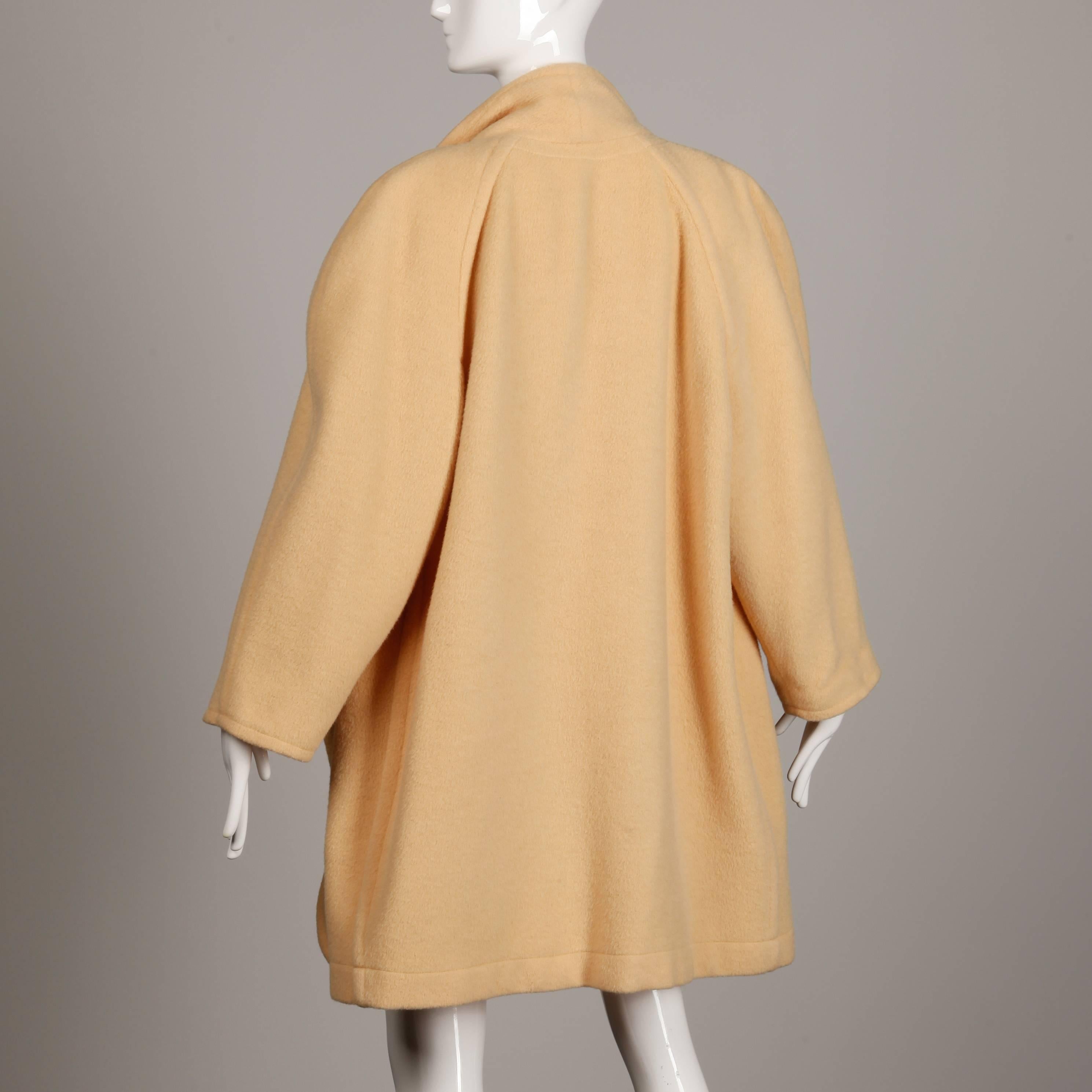 Beige Claude Montana Vintage Oversized Boxy Wool and Cashmere Coat, 1980s 