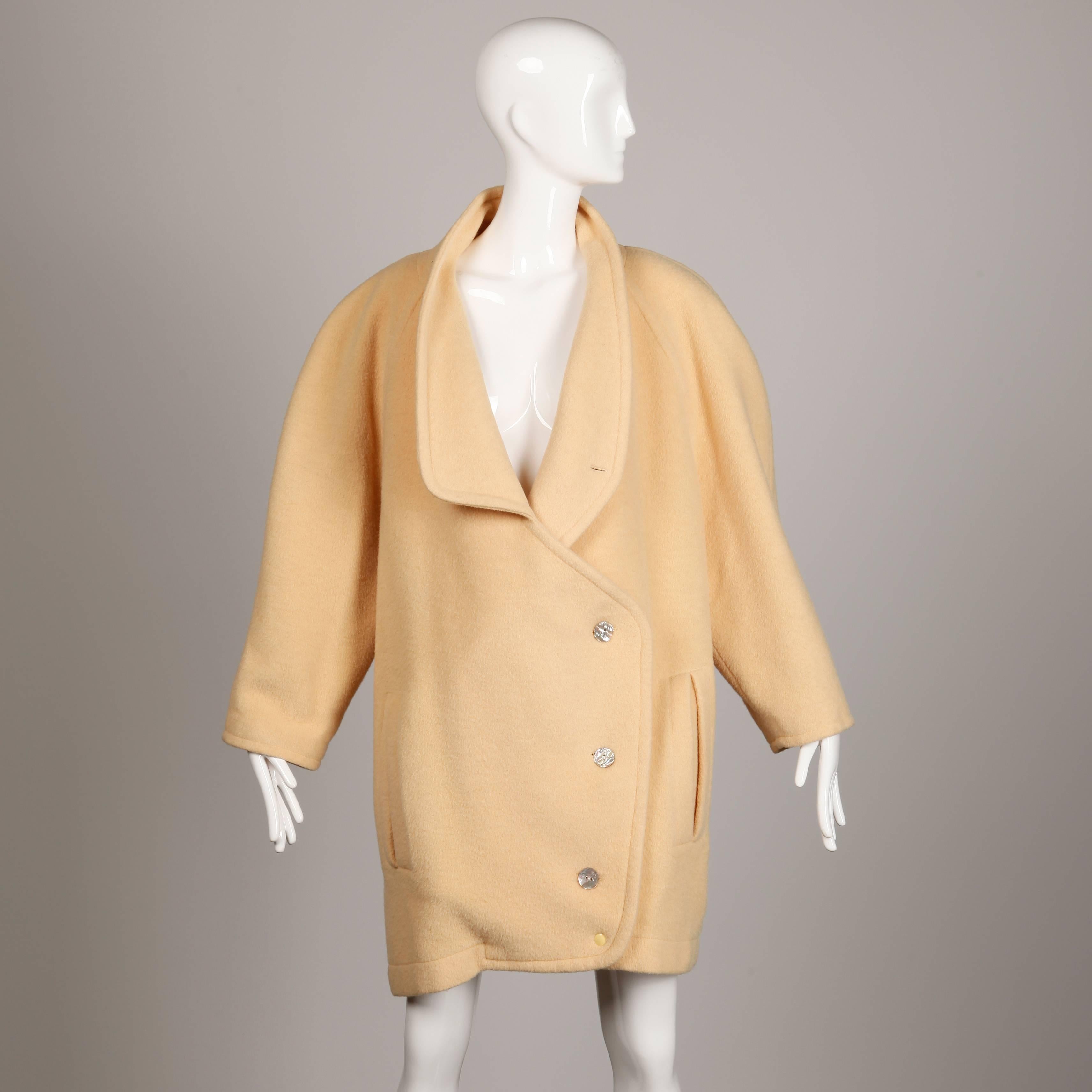 Women's Claude Montana Vintage Oversized Boxy Wool and Cashmere Coat, 1980s