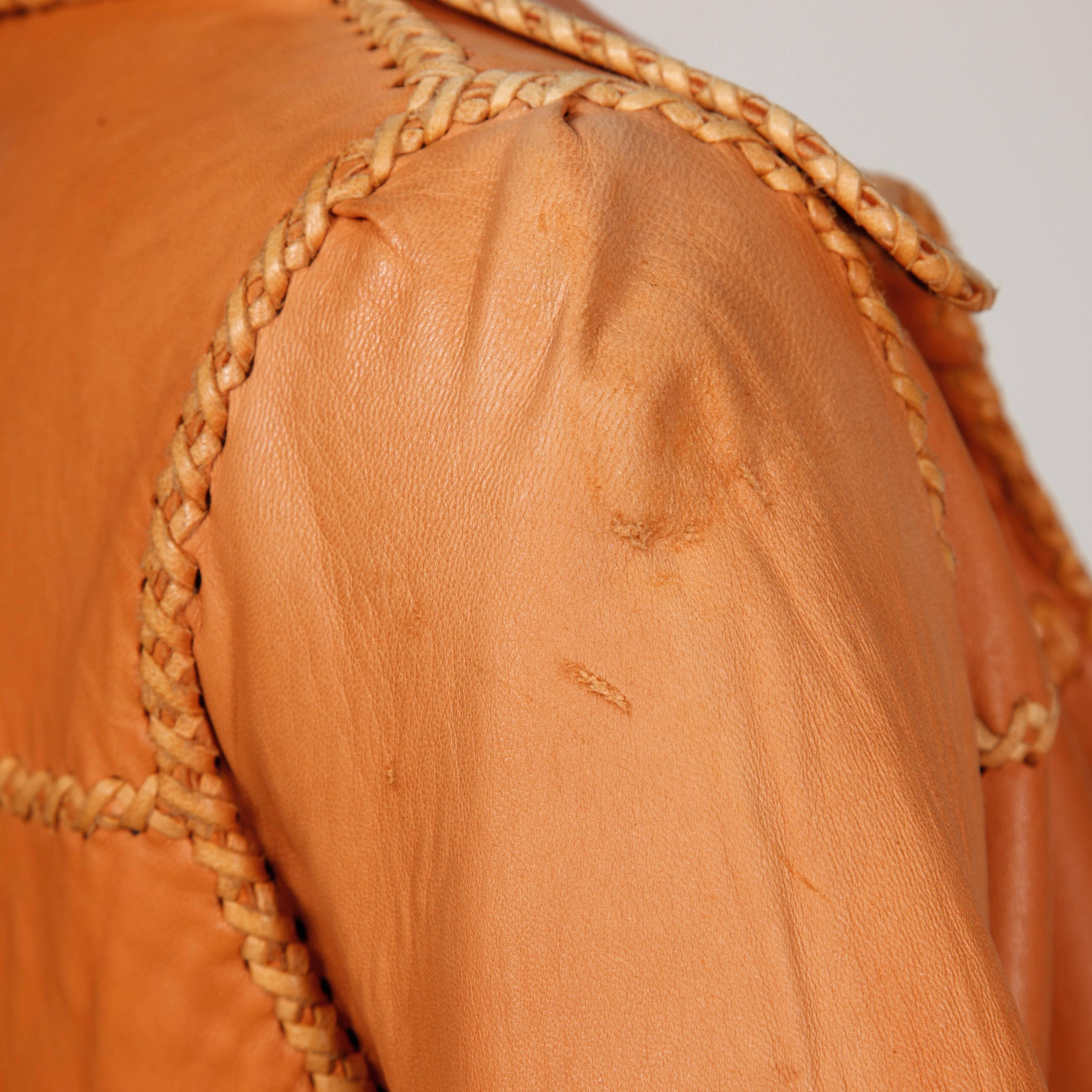 1970s Pieles Pitic North Beach Leather Vintage Handmade Whipstitch Coat 1