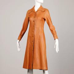 1970s Pieles Pitic North Beach Leather Vintage Handmade Whipstitch Coat