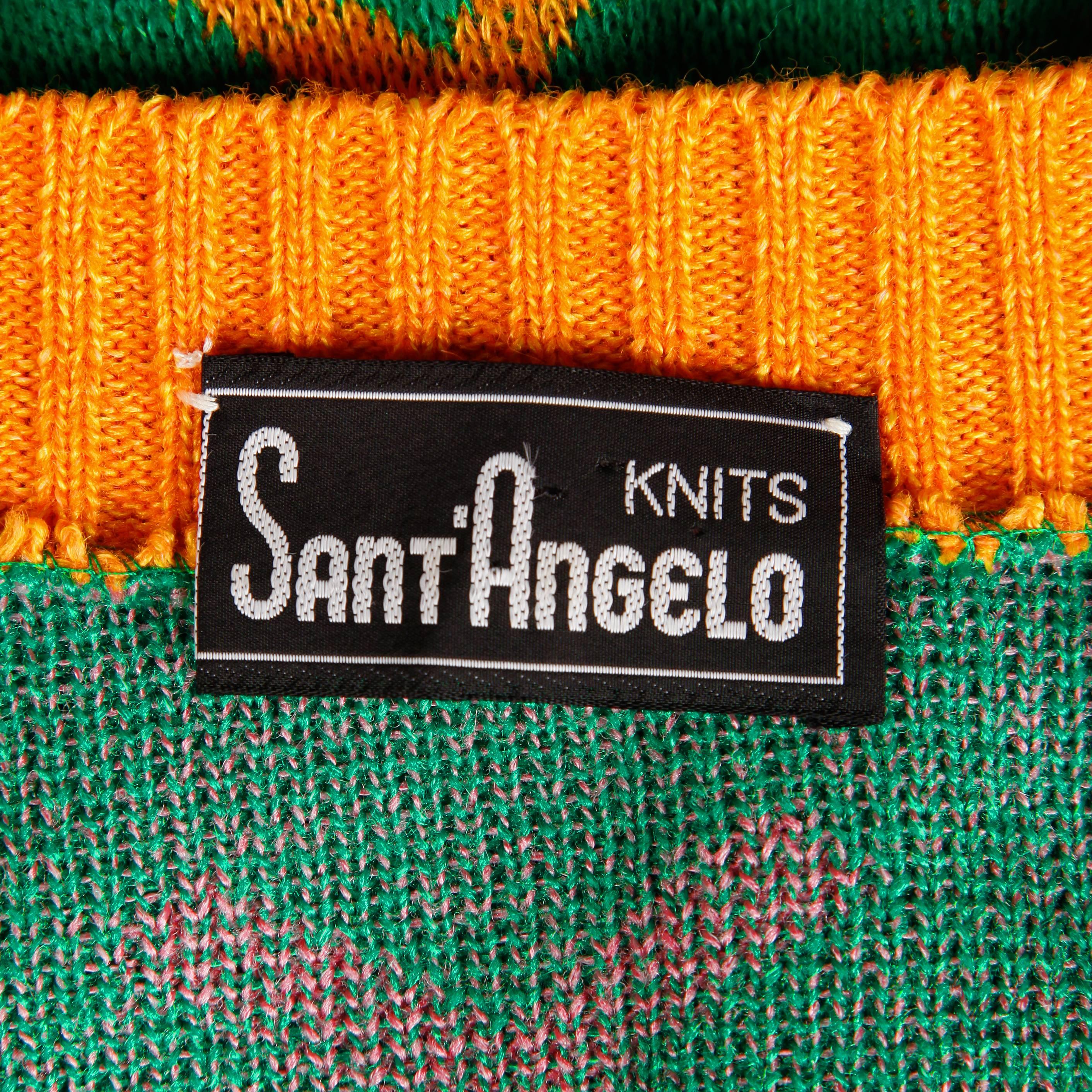 Blue 1970s Giorgio Sant'Angelo Vintage Knit Sweater Top + Skirt 2-Pc Dress Ensemble