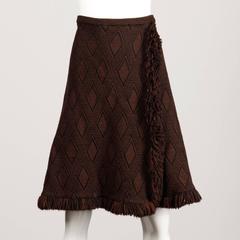 1970s Goldworm Vintage Brown Black Knit Italian Wool Jacket + Skirt Ensemble