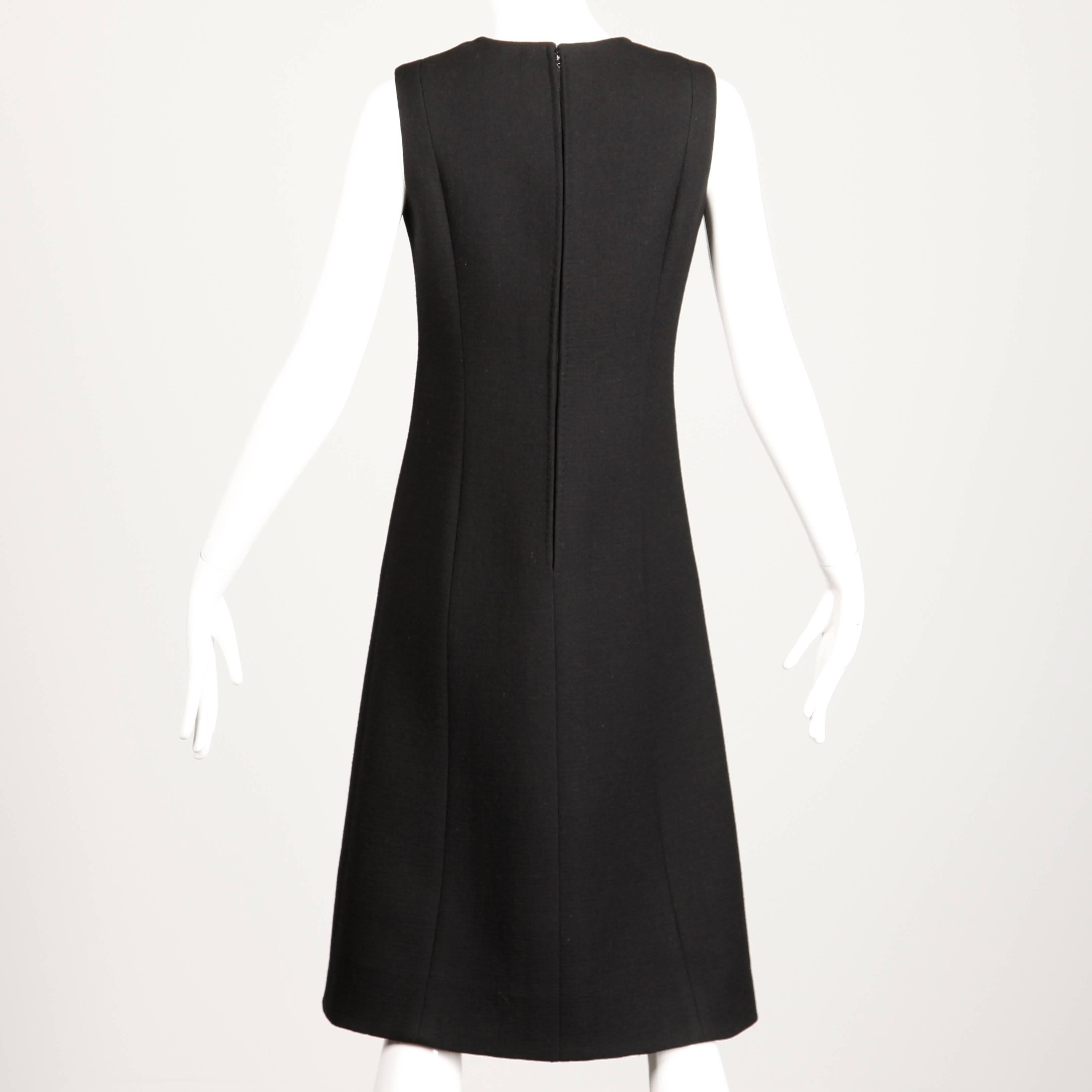 1960s Pauline Trigere Vintage Black Wool Silk Dress + Coat 2-Piece Ensemble 4