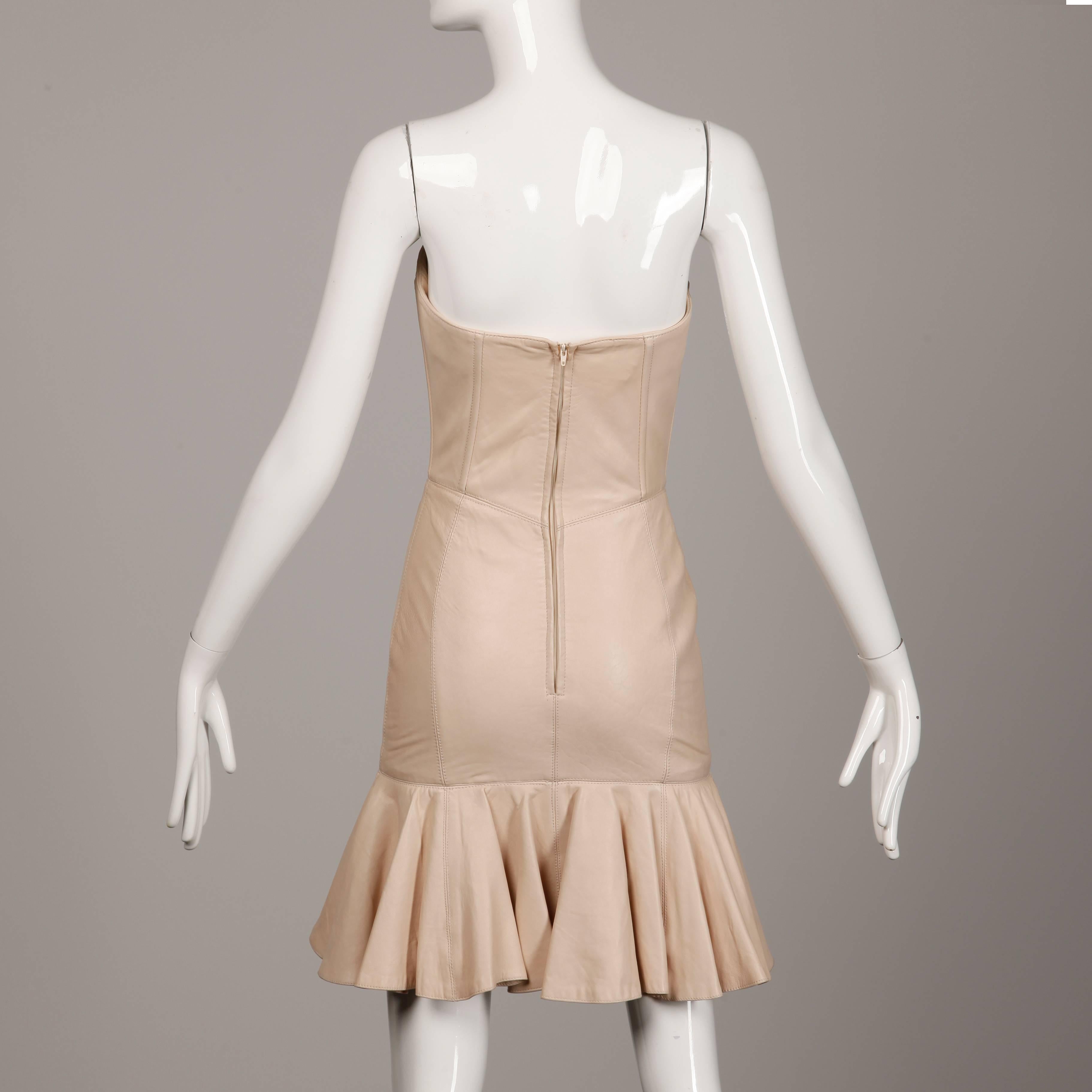 Women's Michael Hoban for North Beach Leather Vintage Blush Pink Bustier Dress For Sale