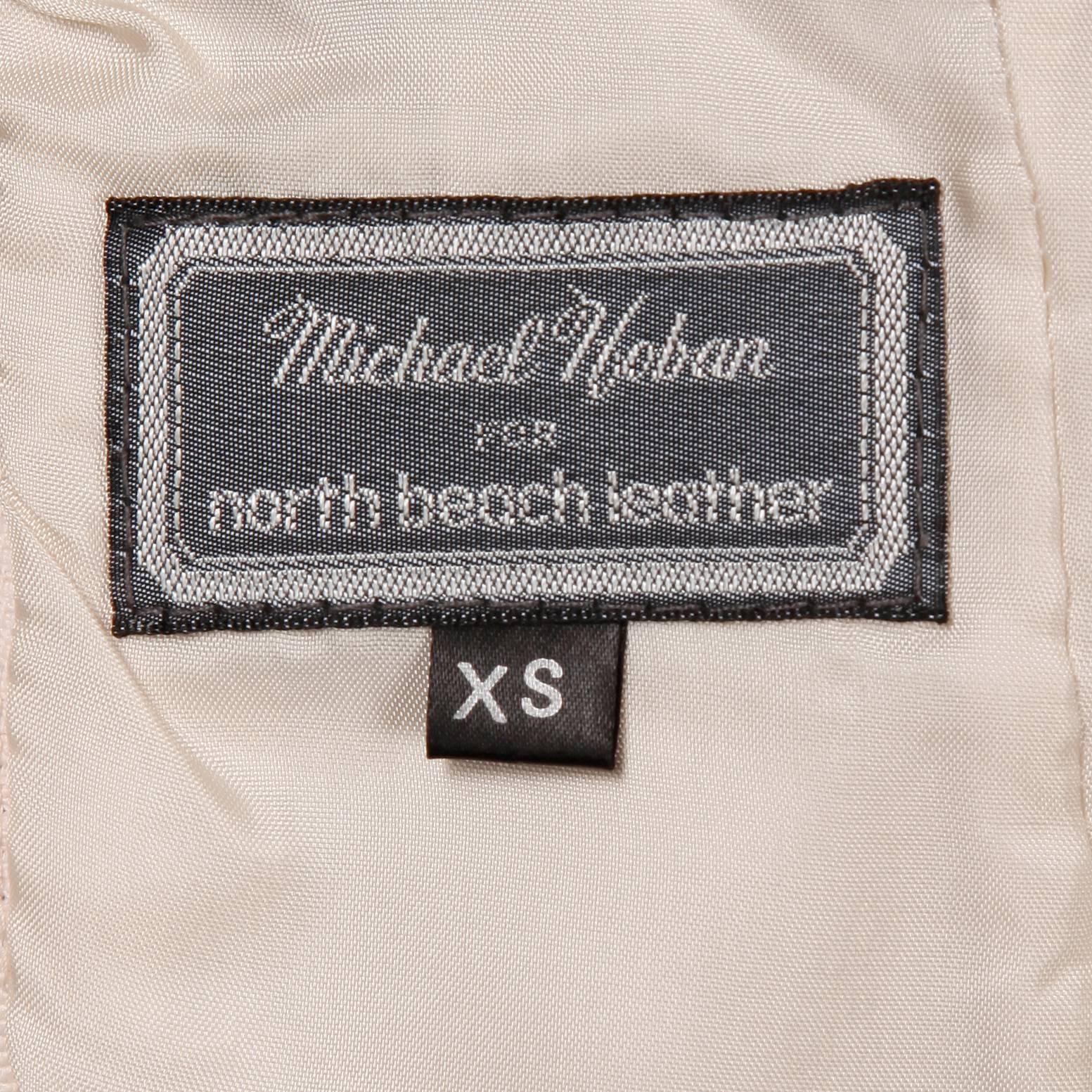 Beige Michael Hoban pour North Beach - Robe bustier vintage en cuir rose poudré en vente