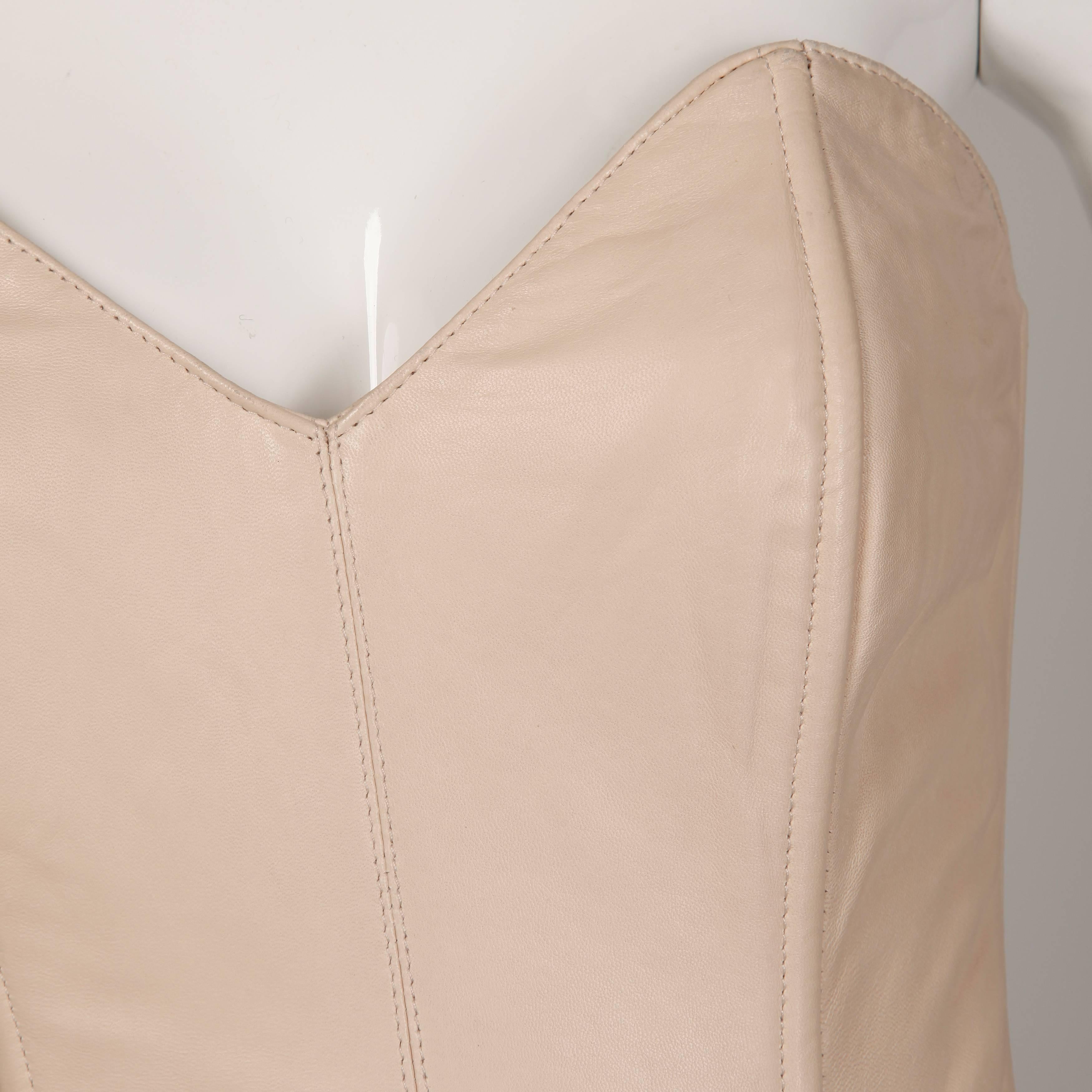 Michael Hoban pour North Beach - Robe bustier vintage en cuir rose poudré en vente 4