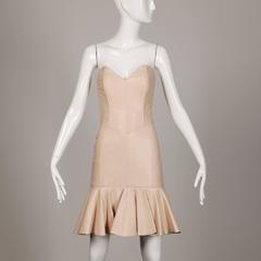 Michael Hoban pour North Beach - Robe bustier vintage en cuir rose poudré