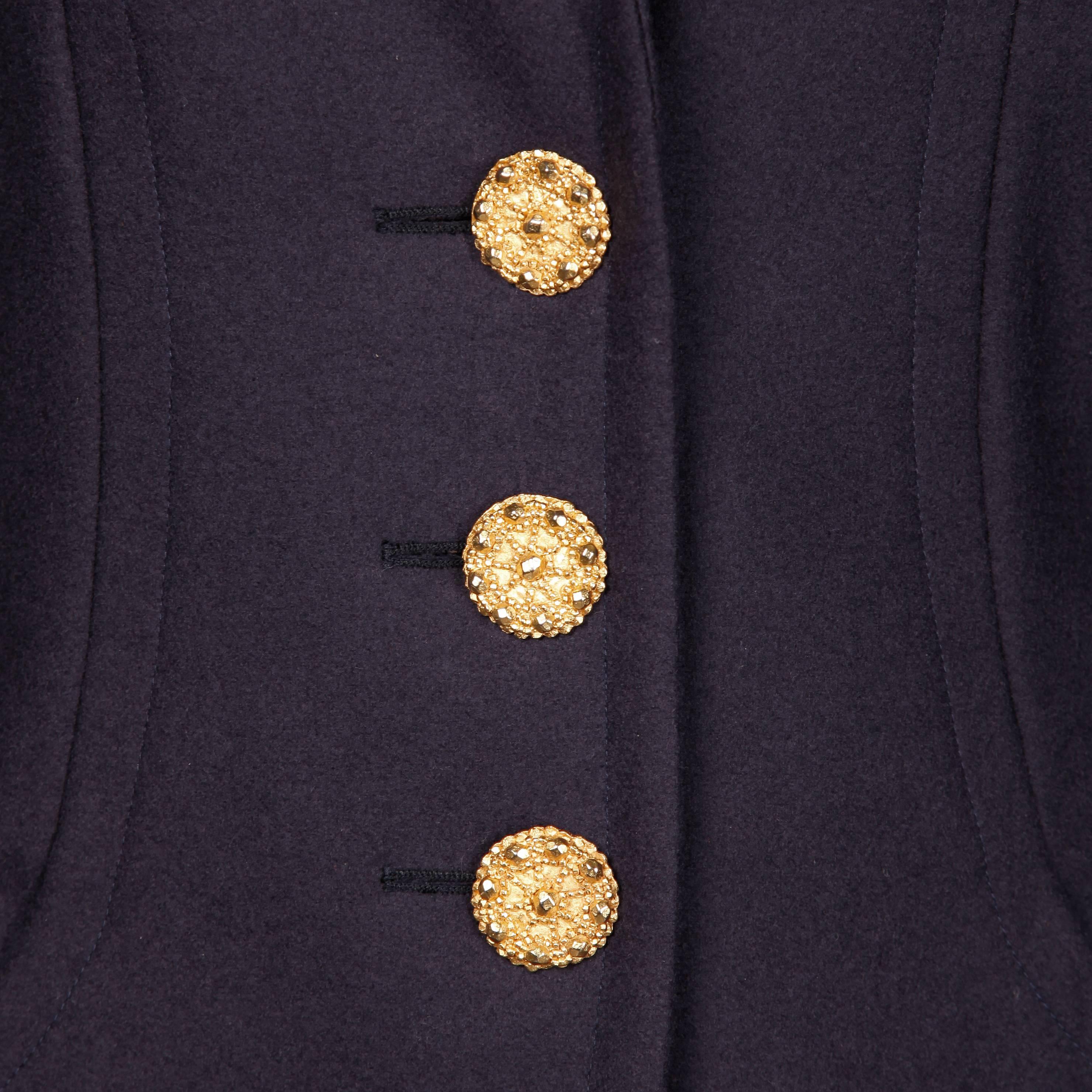 navy gold button blazer