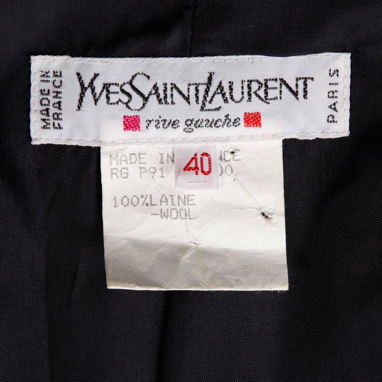 1990s Yves Saint Laurent Vintage Navy Blue Wool Gold Buttons Blazer ...
