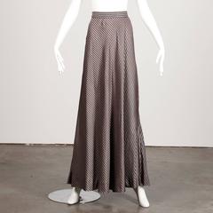 Jean Patou 1970s Vintage Silk Striped Wrap Top + Maxi Skirt Dress Ensemble