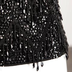 Macy's 1960s Vintage Noir Sequin + Beaded Fringe Wool Knit Shell Top