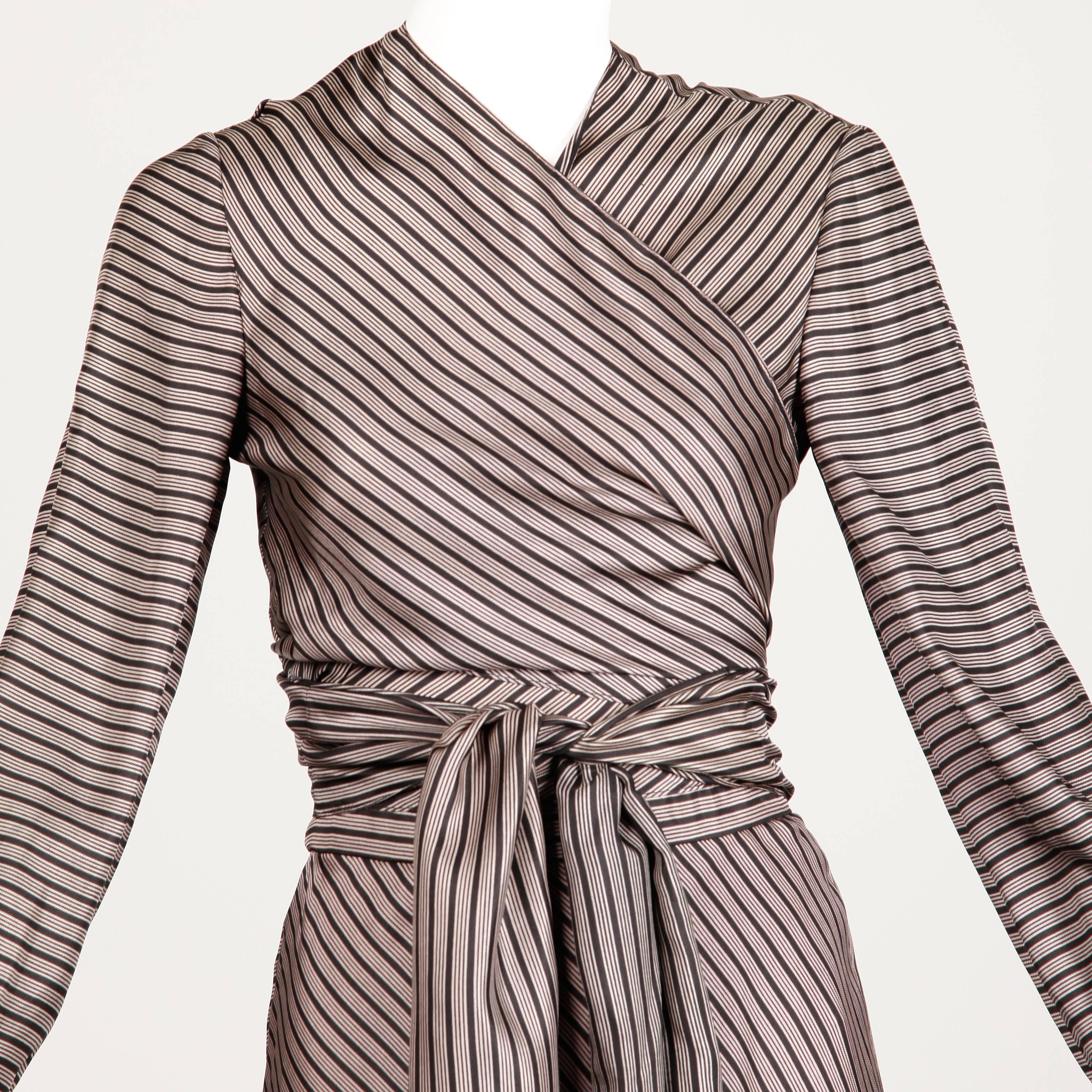 Jean Patou 1970s Vintage Silk Striped Wrap Top + Maxi Skirt Dress Ensemble 3