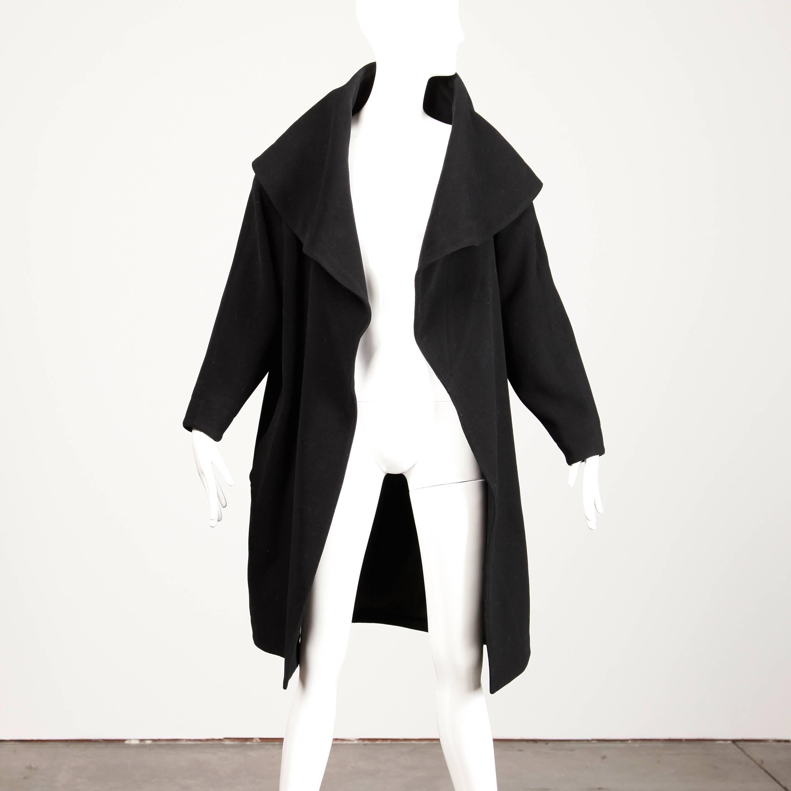 1995 Claude Montana Vintage Black Wool Avant Garde Coat 1