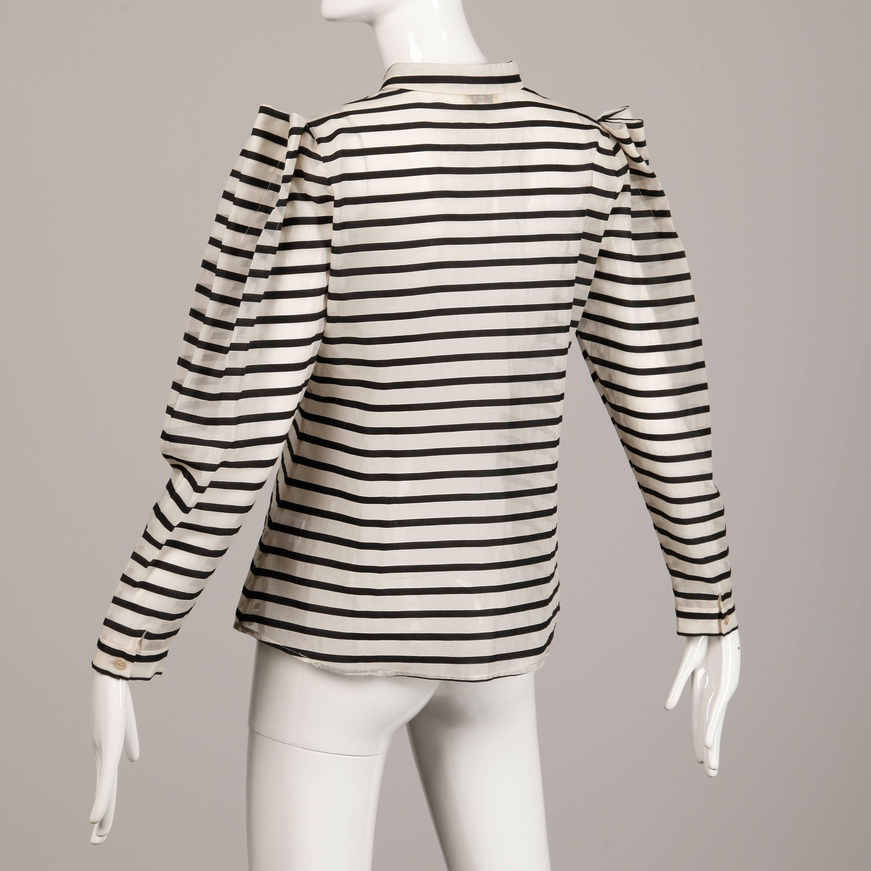 1980s Krizia Vintage Striped Avant Garde Blouse 2