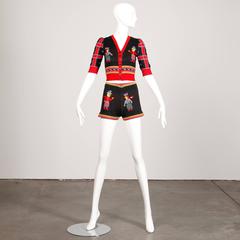 Betsey Johnson for Alley Cat Vintage Knit Top and Shorts Ensemble, 1970s