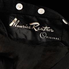 1950s Maurice Rentner Vintage New Look Robe plissée en lin noir avec perles