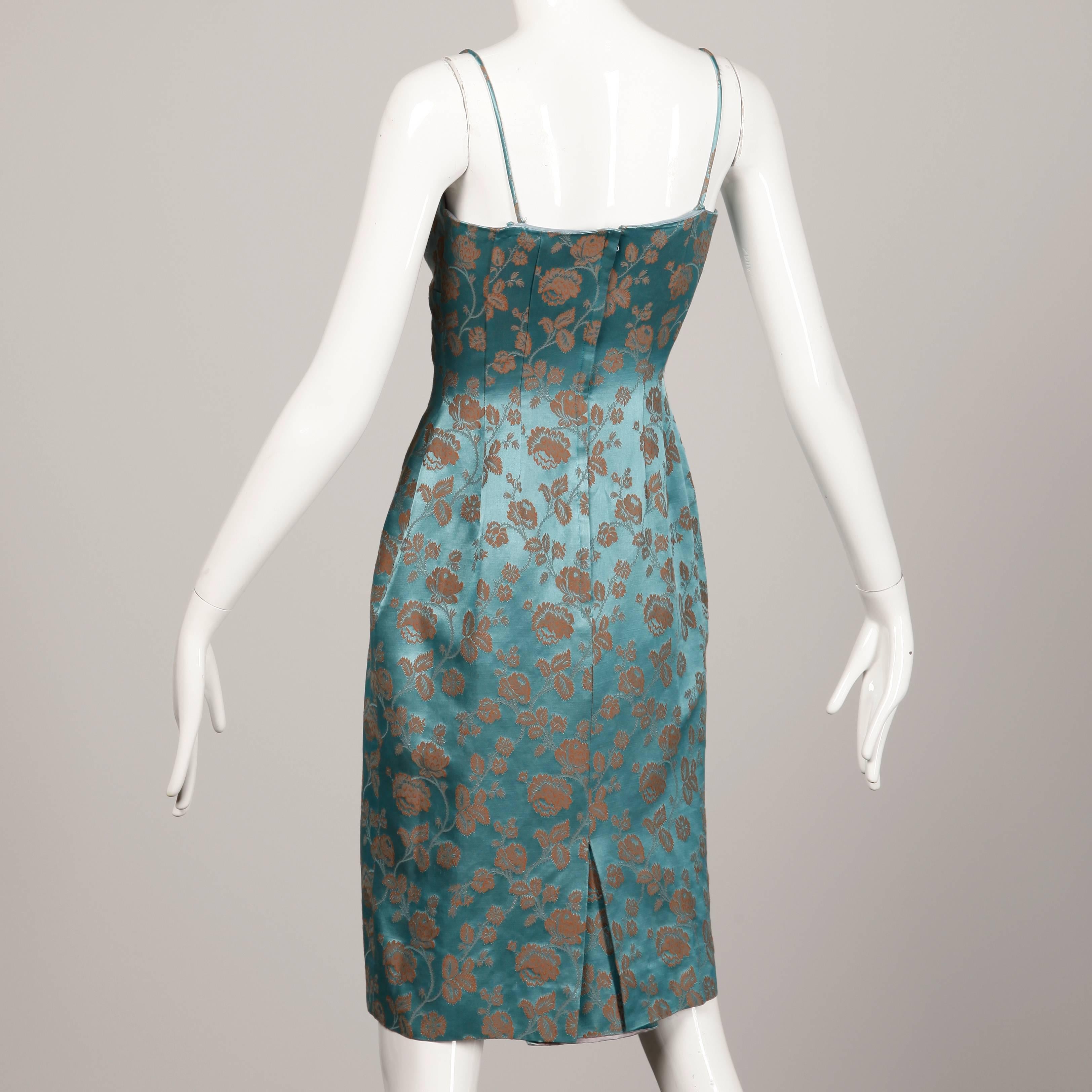 Gray 1950s Blue Satin Dress